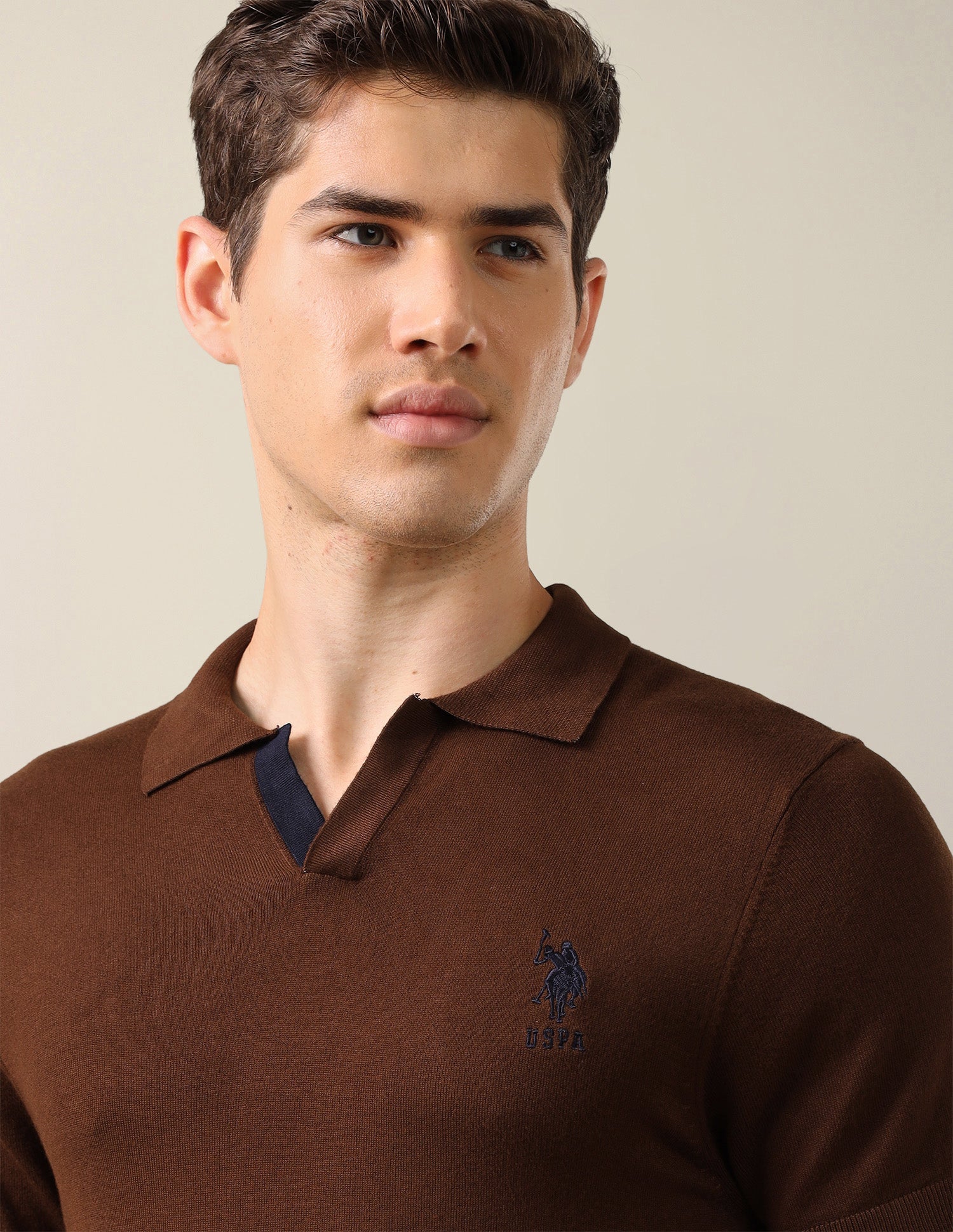 Solid Slim Fit Polo Shirt Brown - U.S. Polo Assn. India | Large