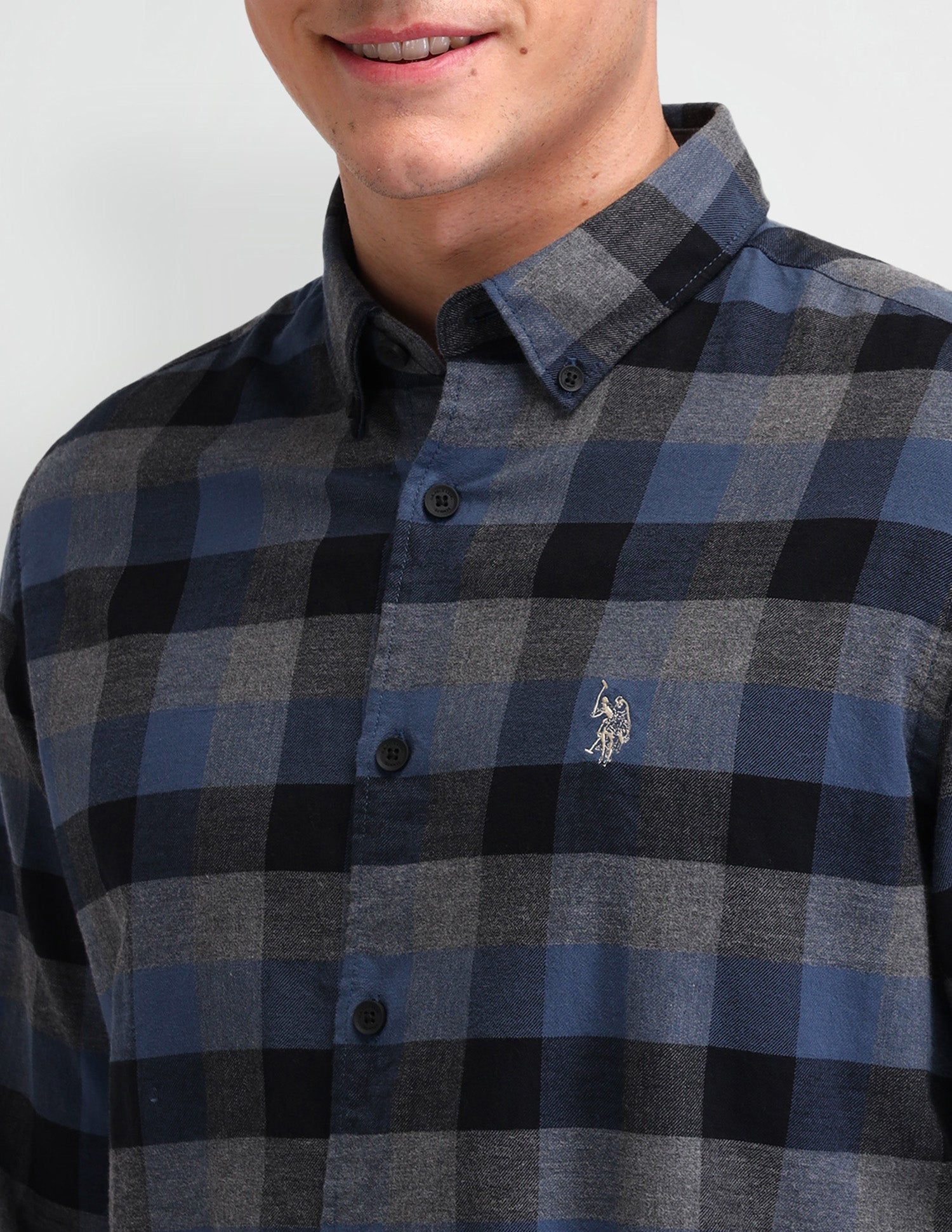 Buffalo Checked Slim Fit Shirt Blue - U.S. Polo Assn. India | Large