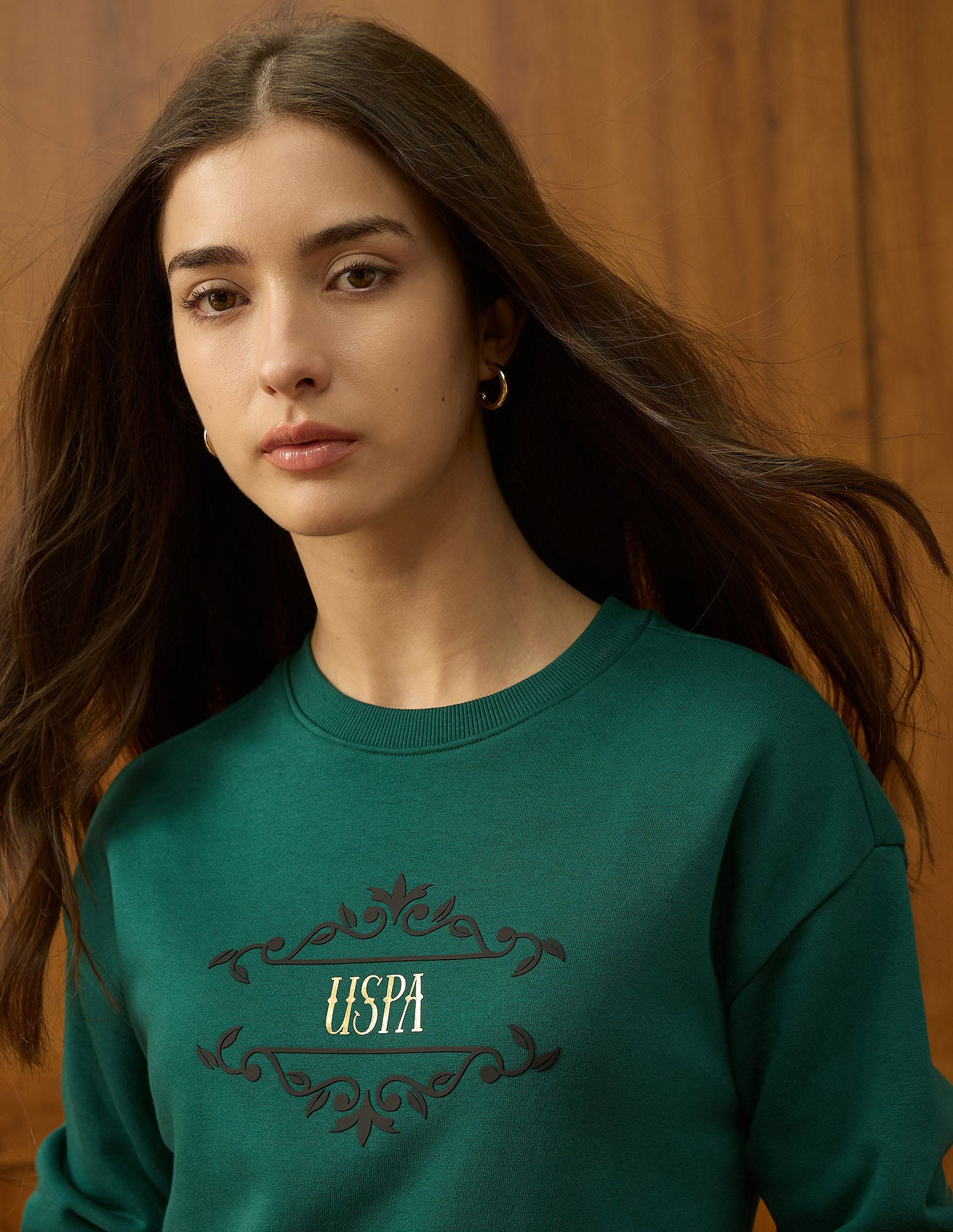 Drop Shoulder Brand Printed Sweatshirt Green - U.S. POLO ASSN. | Large
