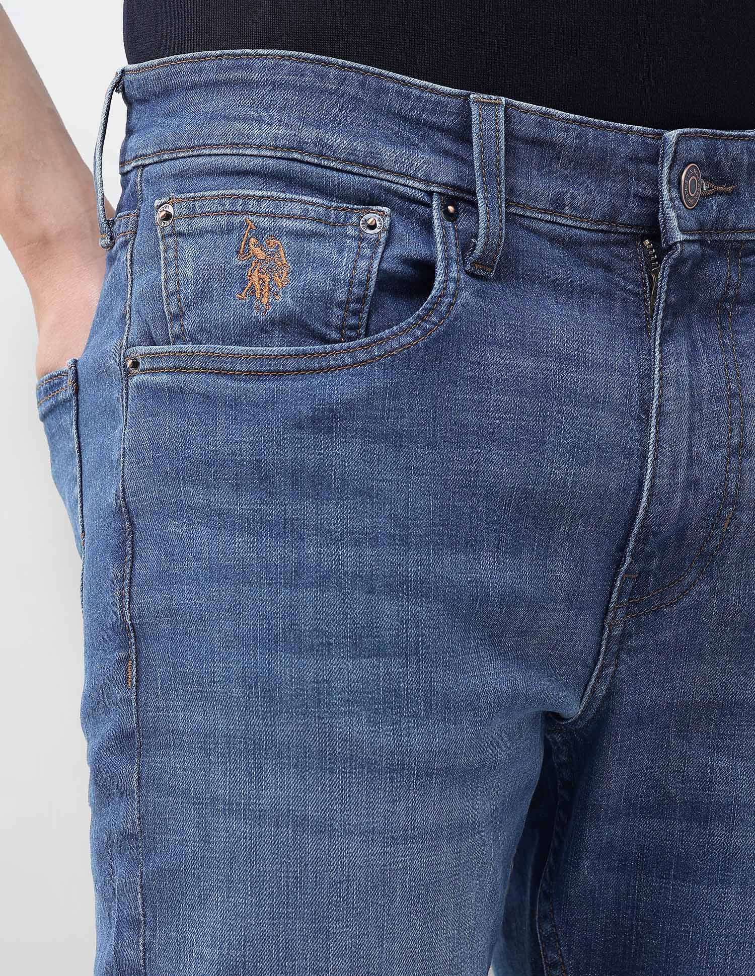 Harold Slim Straight Fit Blue Jeans Mid Blue - U.S. Polo Assn. India | Large