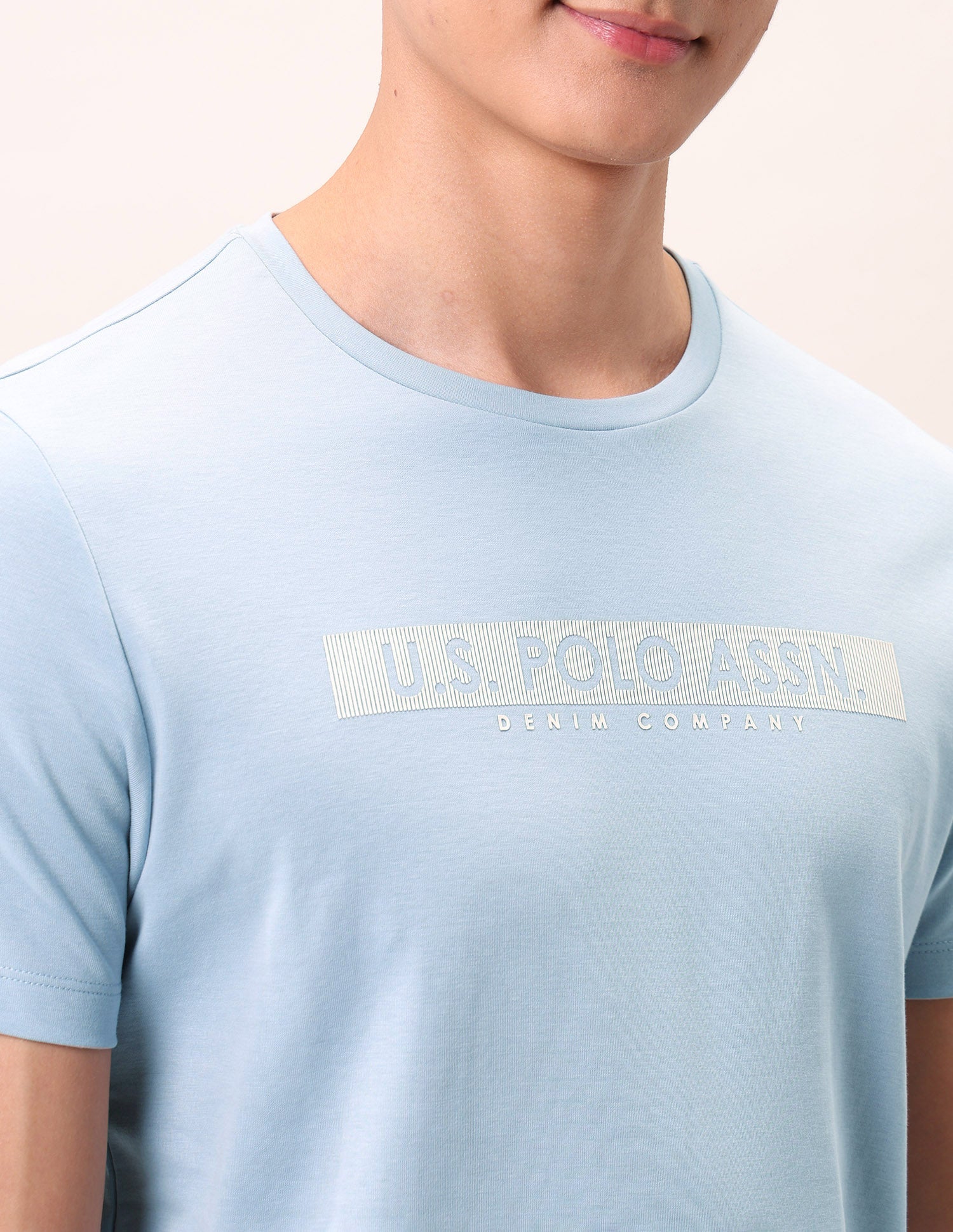 Brand Printed Outdoor T-Shirt Light Blue - U.S. Polo Assn. India | Large