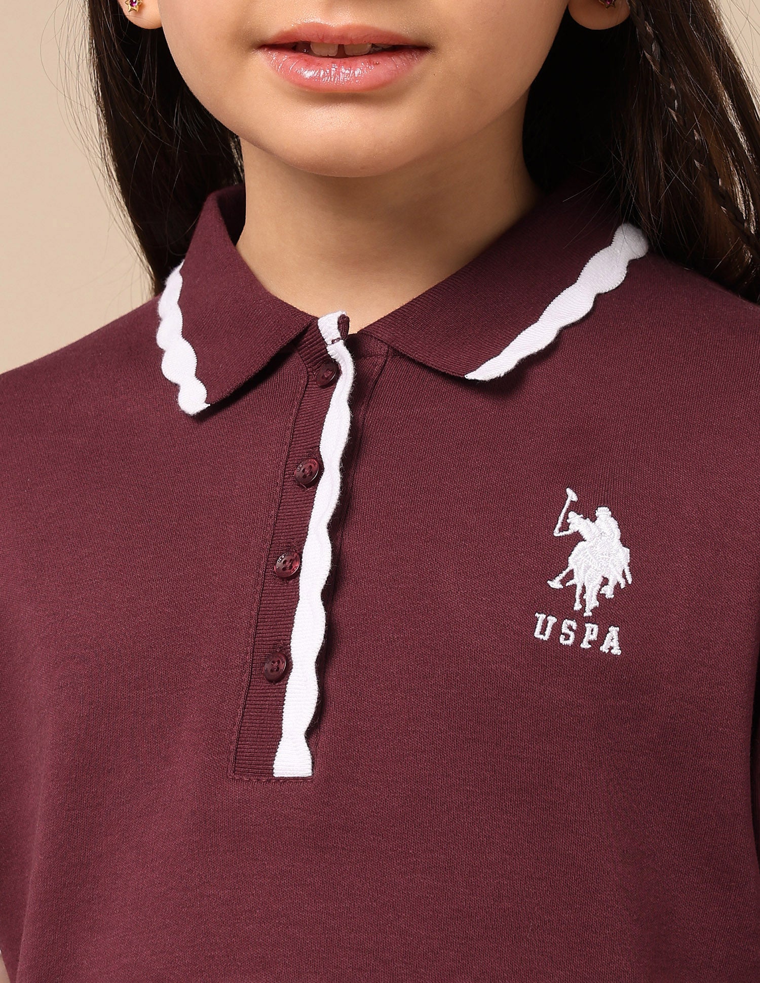 Girls Solid Boxy Fit Top Burgundy - U.S. POLO ASSN. | Large