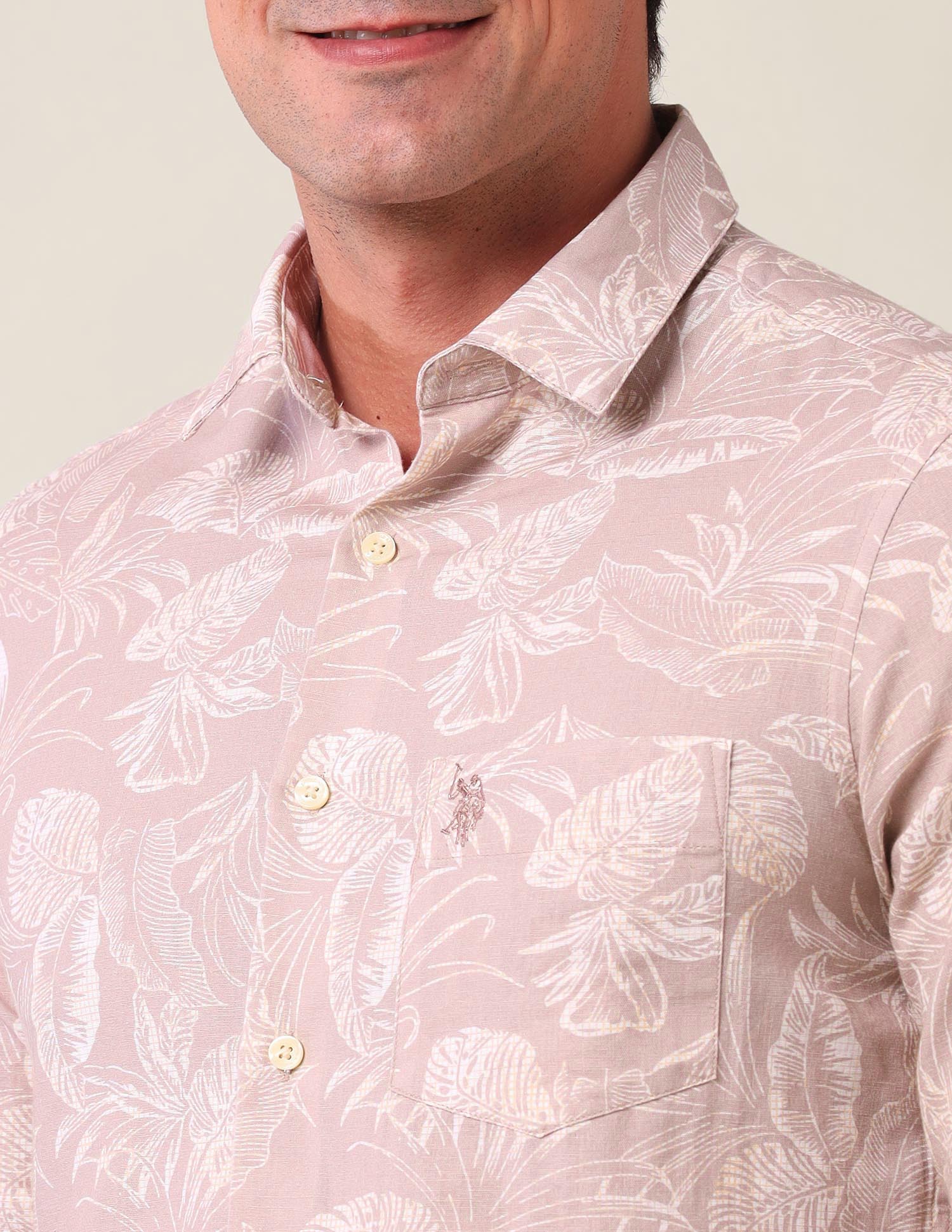 All Over Printed Regular Shirt Peach - U.S. Polo Assn. India | Large