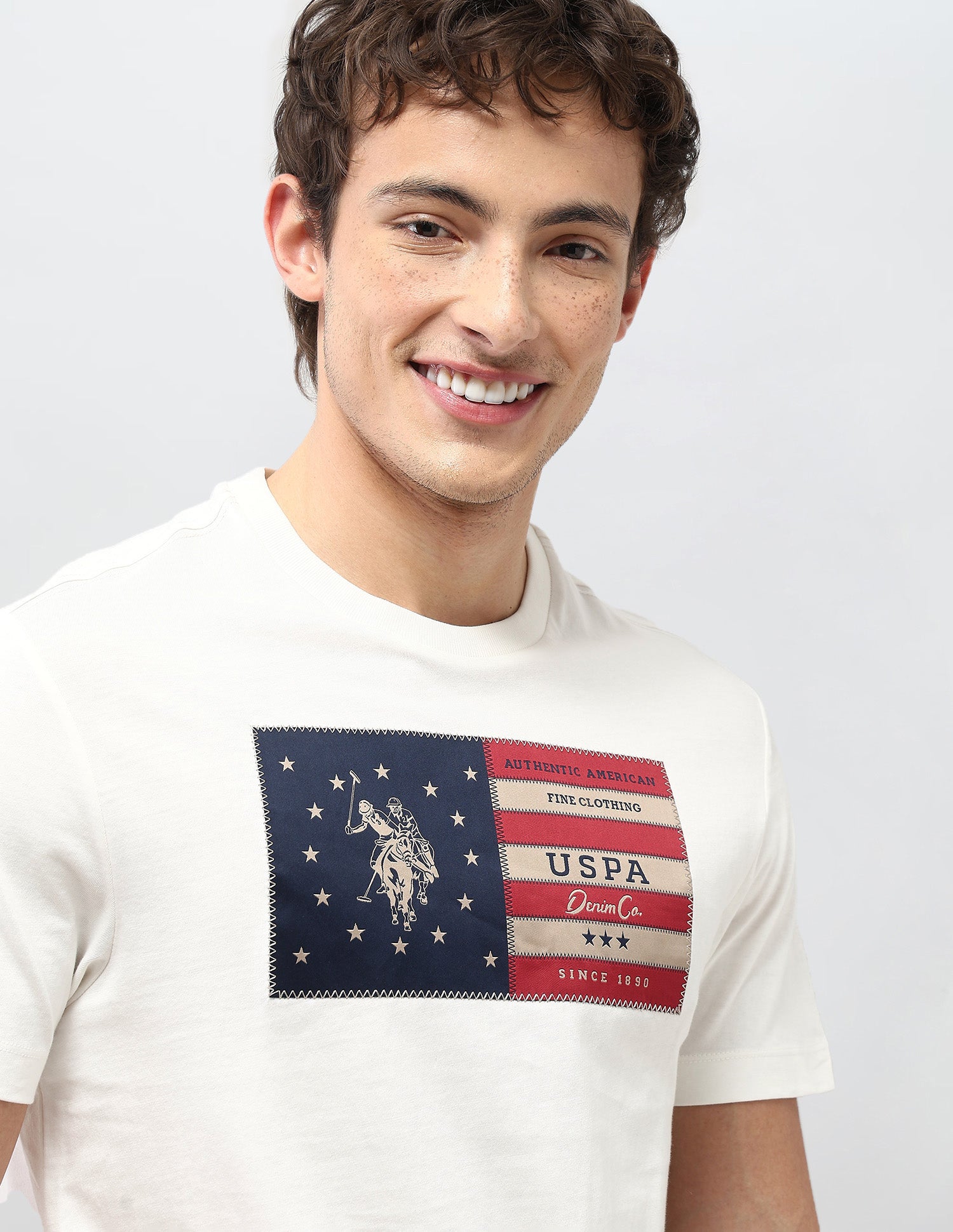 Graphic Brand Appliqued Motel On The Coast T-Shirt Ivory - U.S. Polo Assn. India | Large