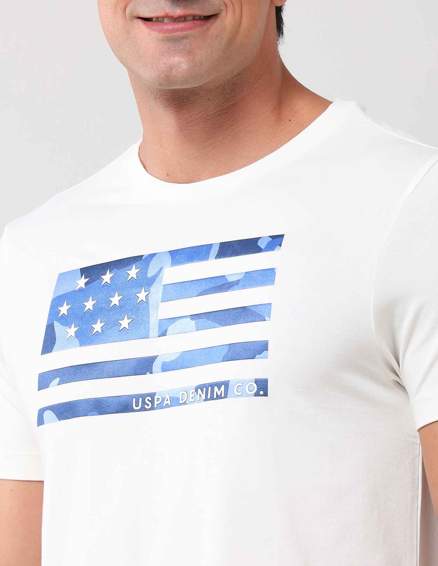 Brand Printed Muscle Fit T-Shirt Ivory - U.S. POLO ASSN. | Large