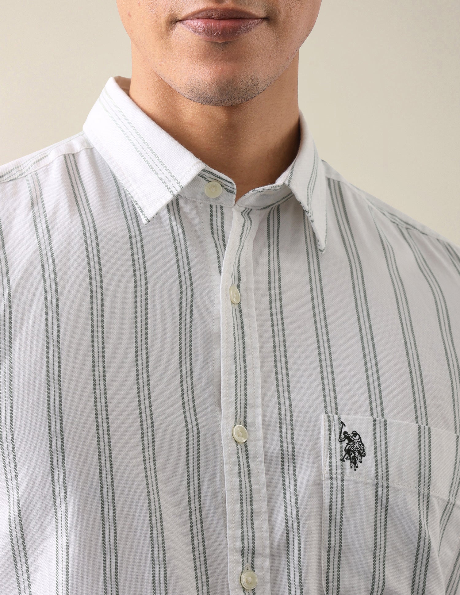 Vertical Striped Regular Fit Shirt White - U.S. Polo Assn. India | Large