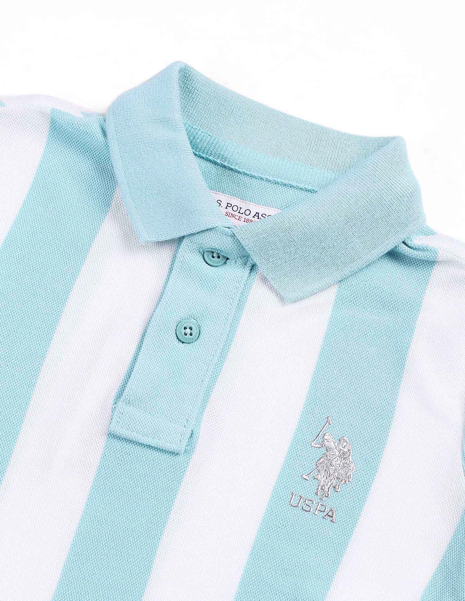 Boys Vertical Stripe Polo Shirt Light Blue - U.S. Polo Assn. India | Large
