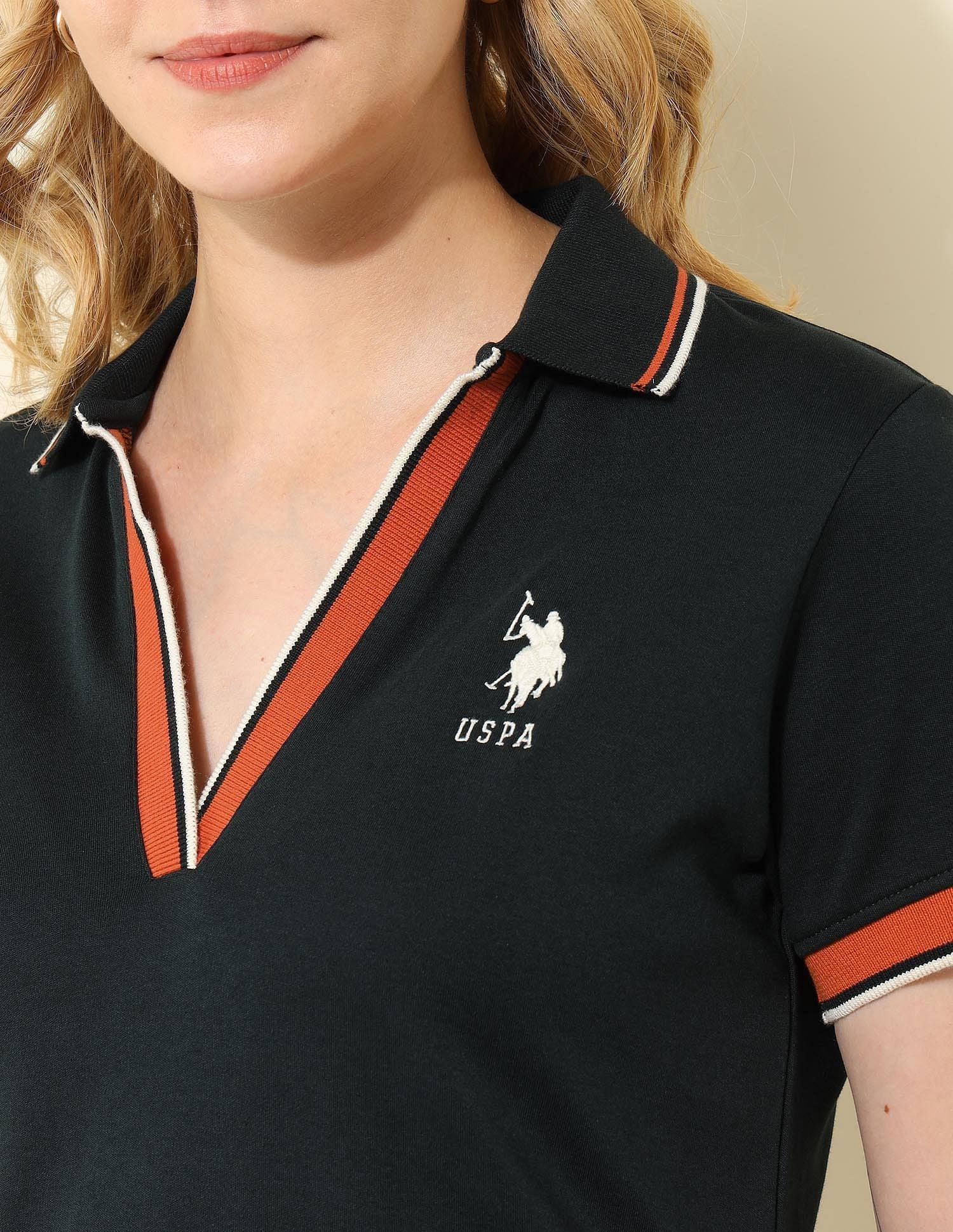 Tipped Collar Regular Fit Polo Shirt Dark Green - U.S. POLO ASSN. | Large