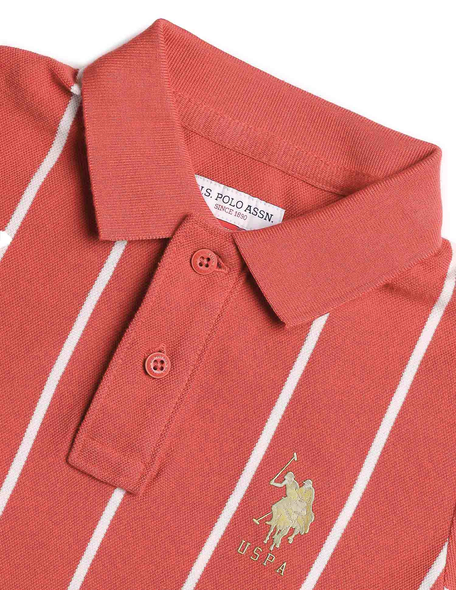 Boys Regular Fit Vertical Striped Polo Shirt Red - U.S. POLO ASSN. | Large