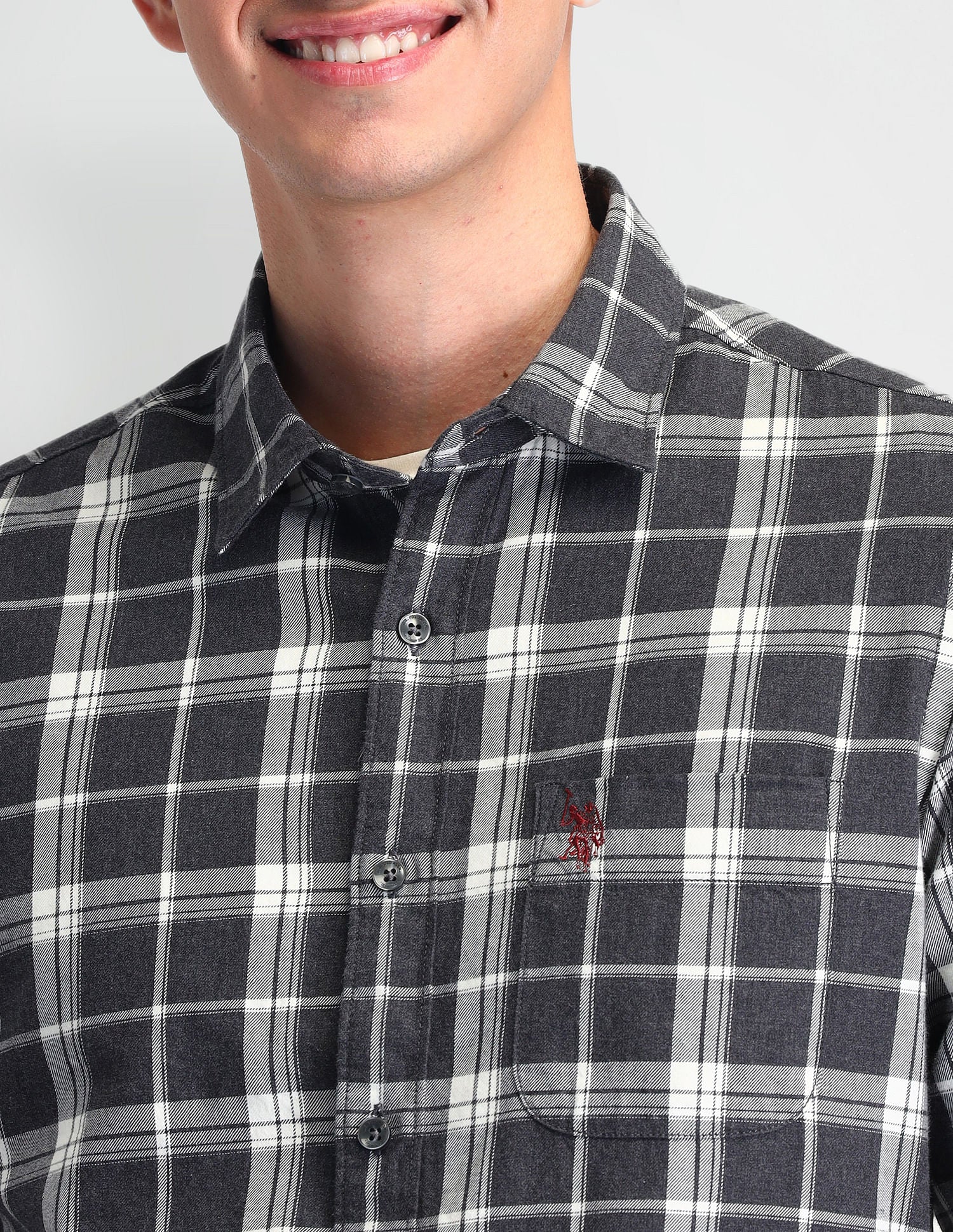 Tartan Check Regular Fit Shirt Grey - U.S. Polo Assn. India | Large