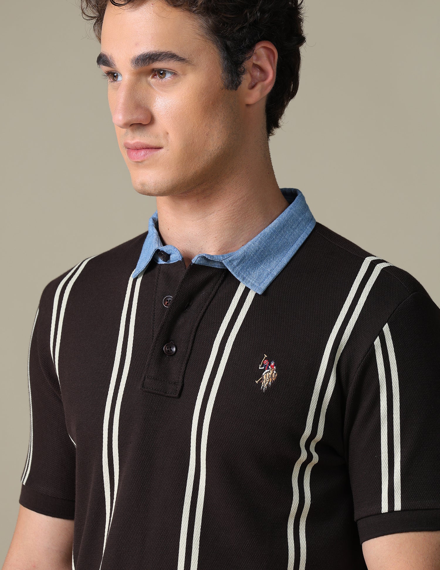 Graphic Printed Slim Fit Polo Shirt Dark Brown - U.S. Polo Assn. India | Large