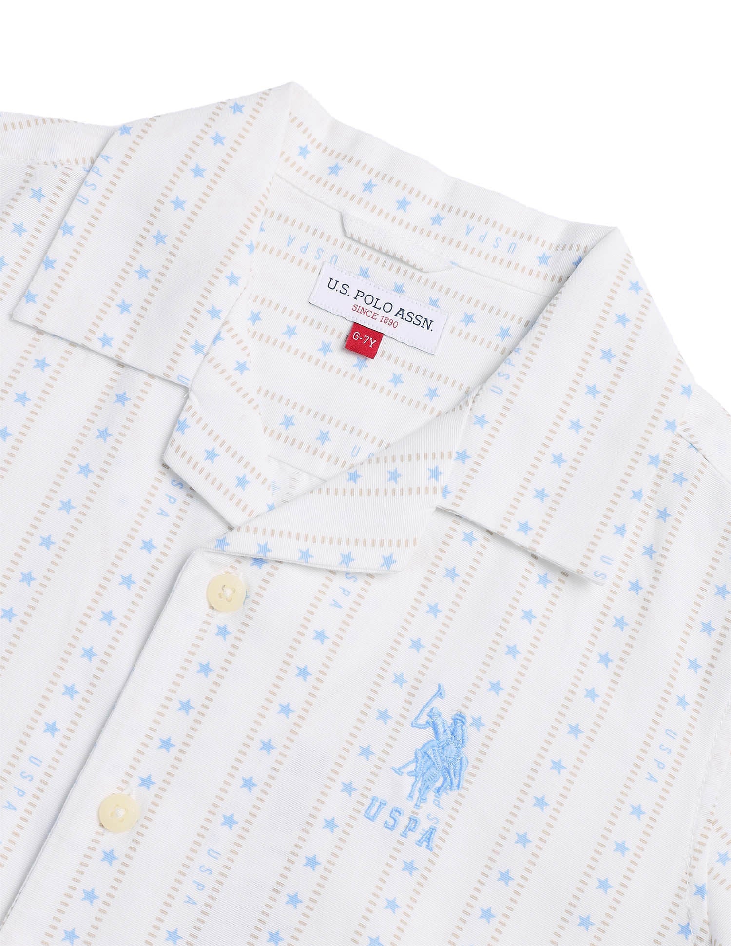 Boys All Over Printed Relaxed Fit Shirt White - U.S. POLO ASSN. | Large