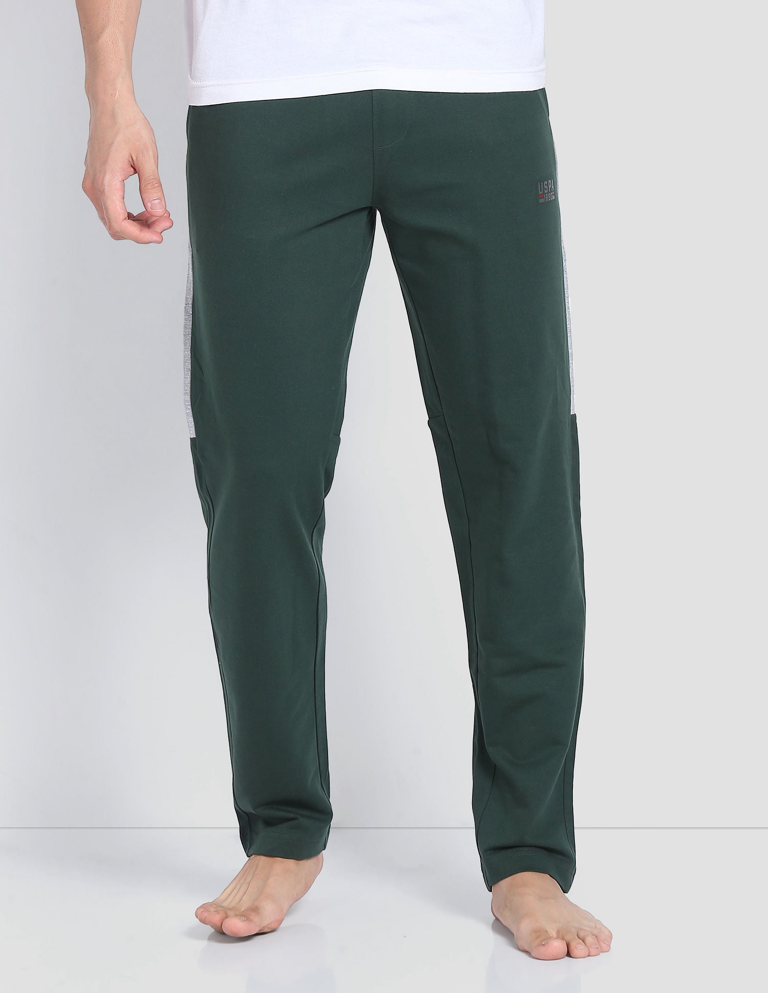 Men Mid Rise Cotton OR001 Track Pants Green - U.S. POLO ASSN. | Large