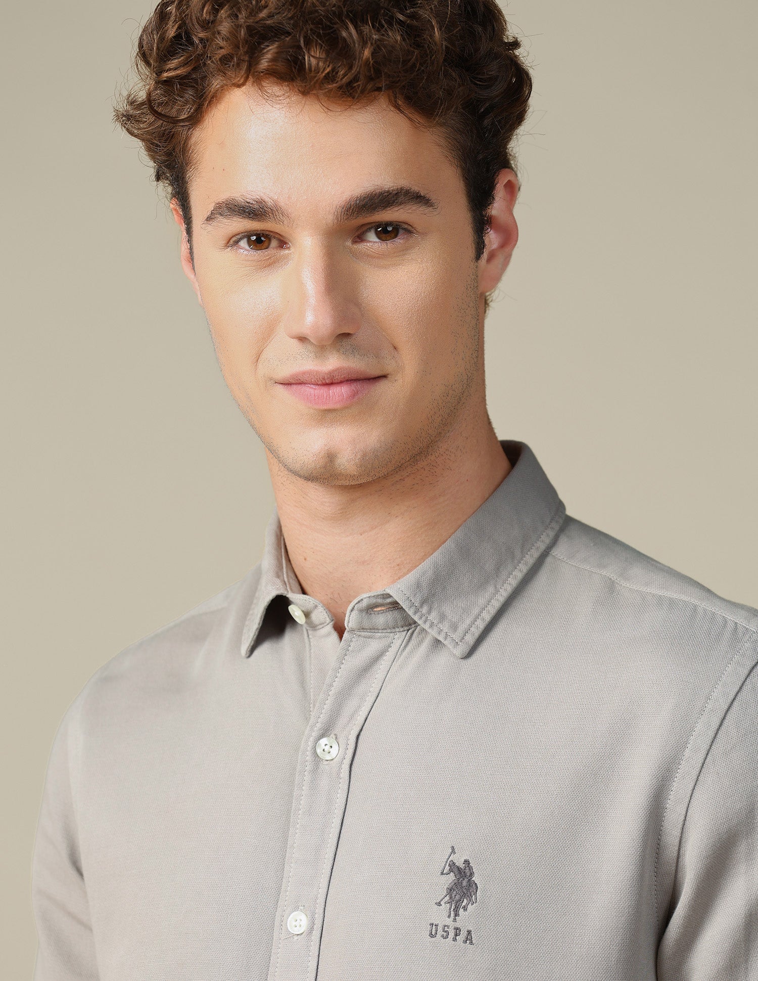 Solid Regular Fit Shirt Grey - U.S. Polo Assn. India | Large