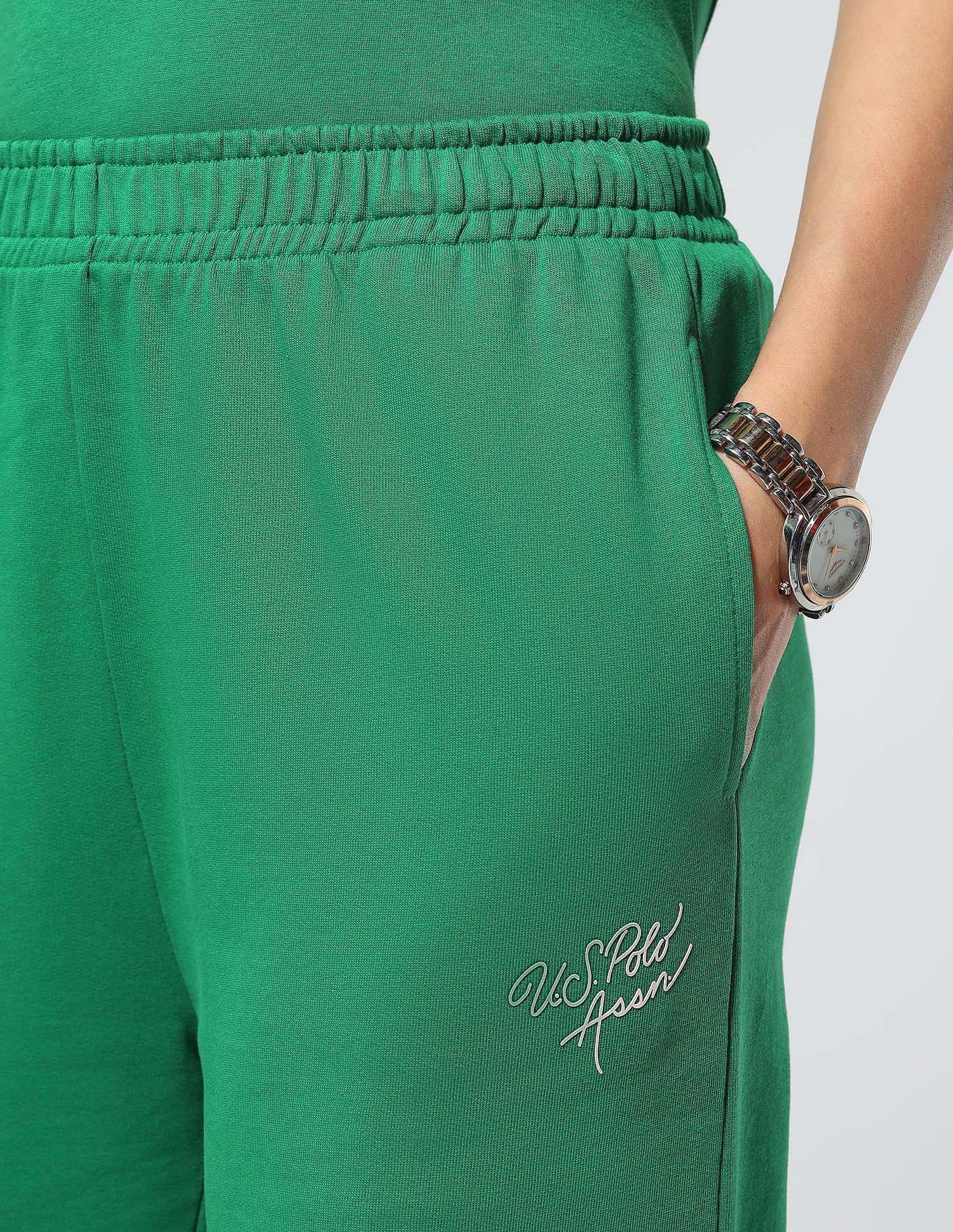 Wide Leg Fit Lounge Trousers Bright Green - U.S. POLO ASSN. | Large