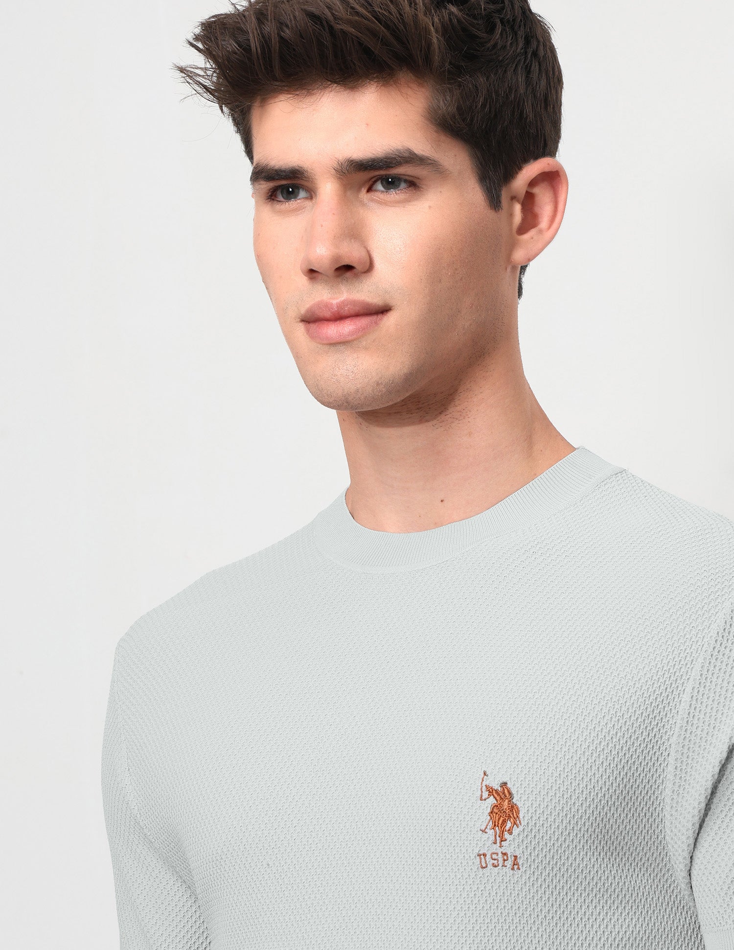 Textured Slim Fit T-Shirt Grey - U.S. Polo Assn. India | Large