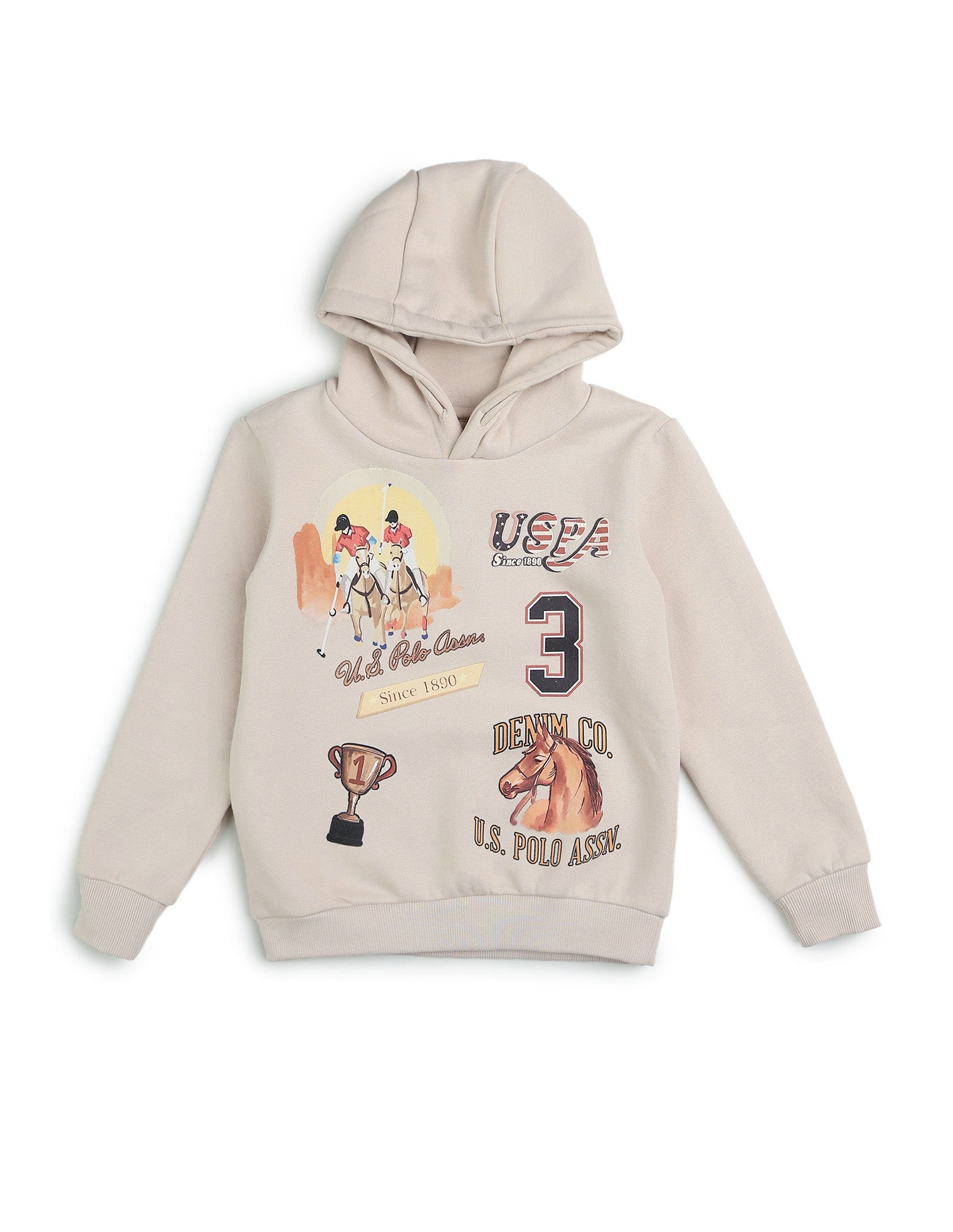 Boys Graphic Brand Printed Regular Fit Sweatshirt Light Brown - U.S. POLO ASSN. | Large