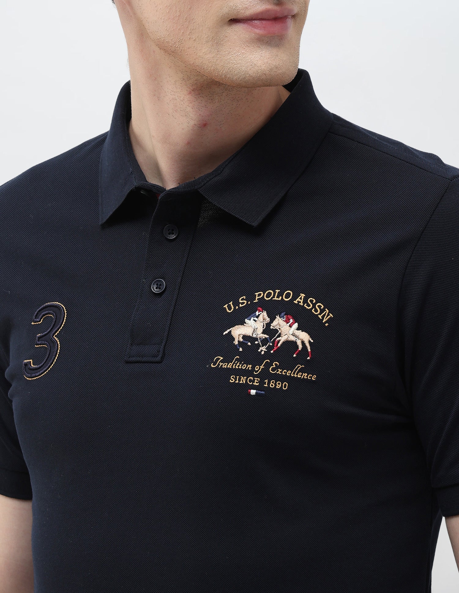 Numeric Brand Embroidered Regular Fit Polo Shirt Navy - U.S. Polo Assn. India | Large