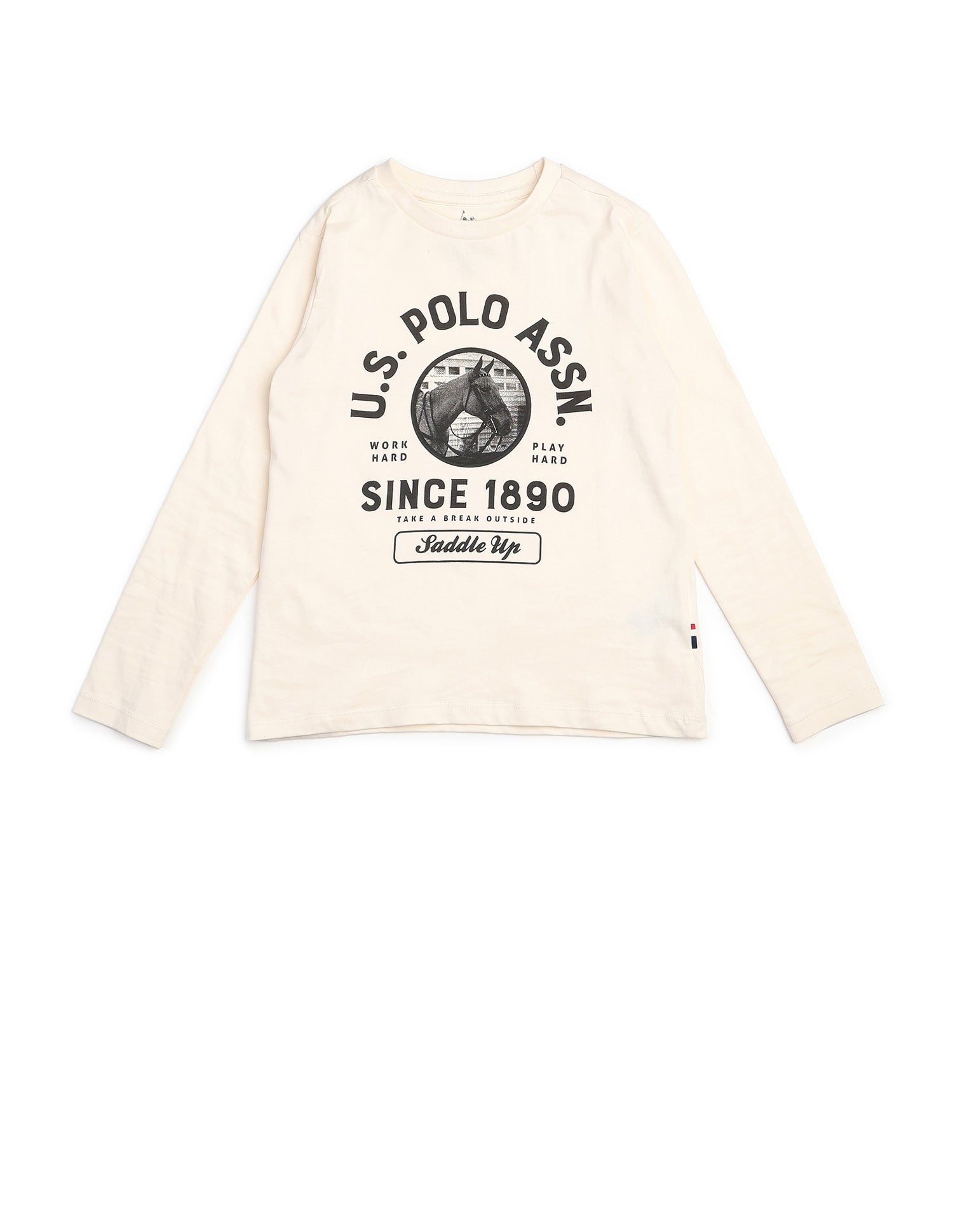 Boys Graphic Brand Printed Regular Fit T Shirt Off White - U.S. POLO ASSN. | Large