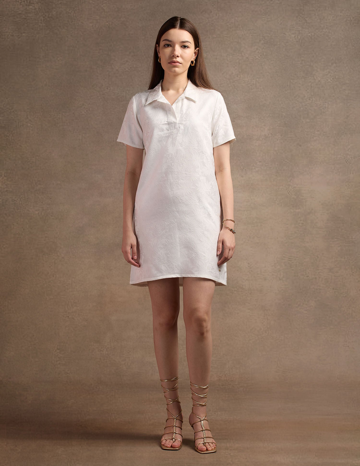 Polo Collar Jacquard Shift Dress White - U.S. POLO ASSN. | Large