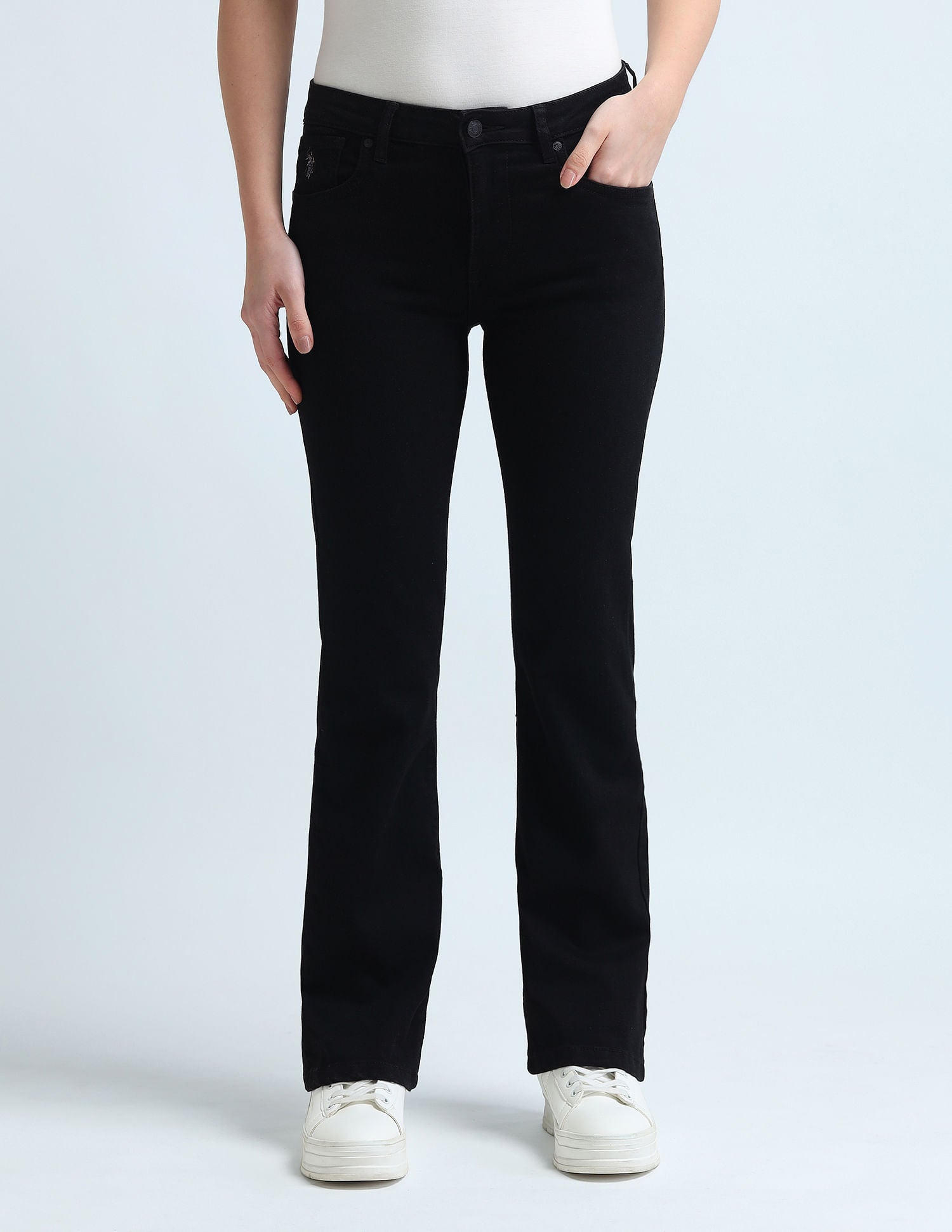 Skinny Bootcut Fit Black Jeans Black - U.S. Polo Assn. India | Large