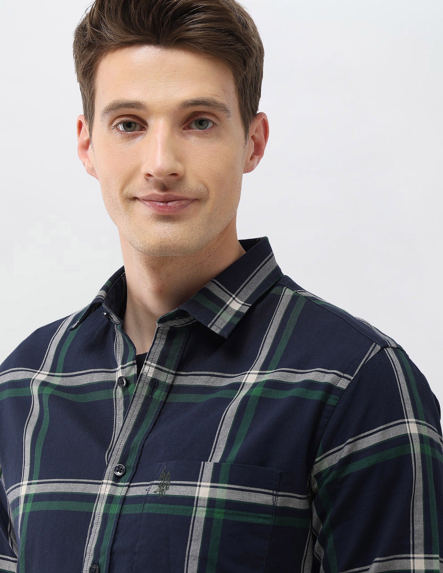 Grid Tattersall Checked Regular Fit Shirt Navy - U.S. Polo Assn. India | Large
