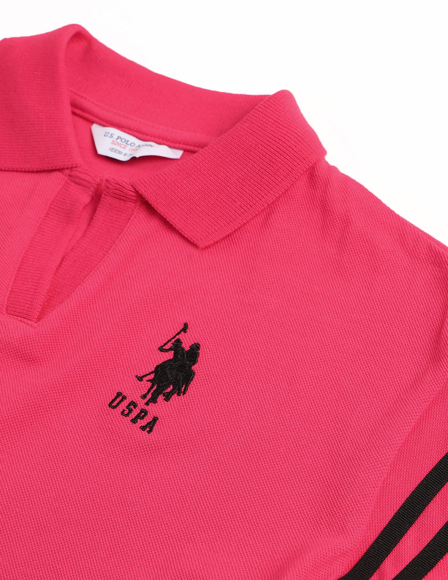 Girls Striped Polo Shirt Rouge Pink - U.S. Polo Assn. India | Large