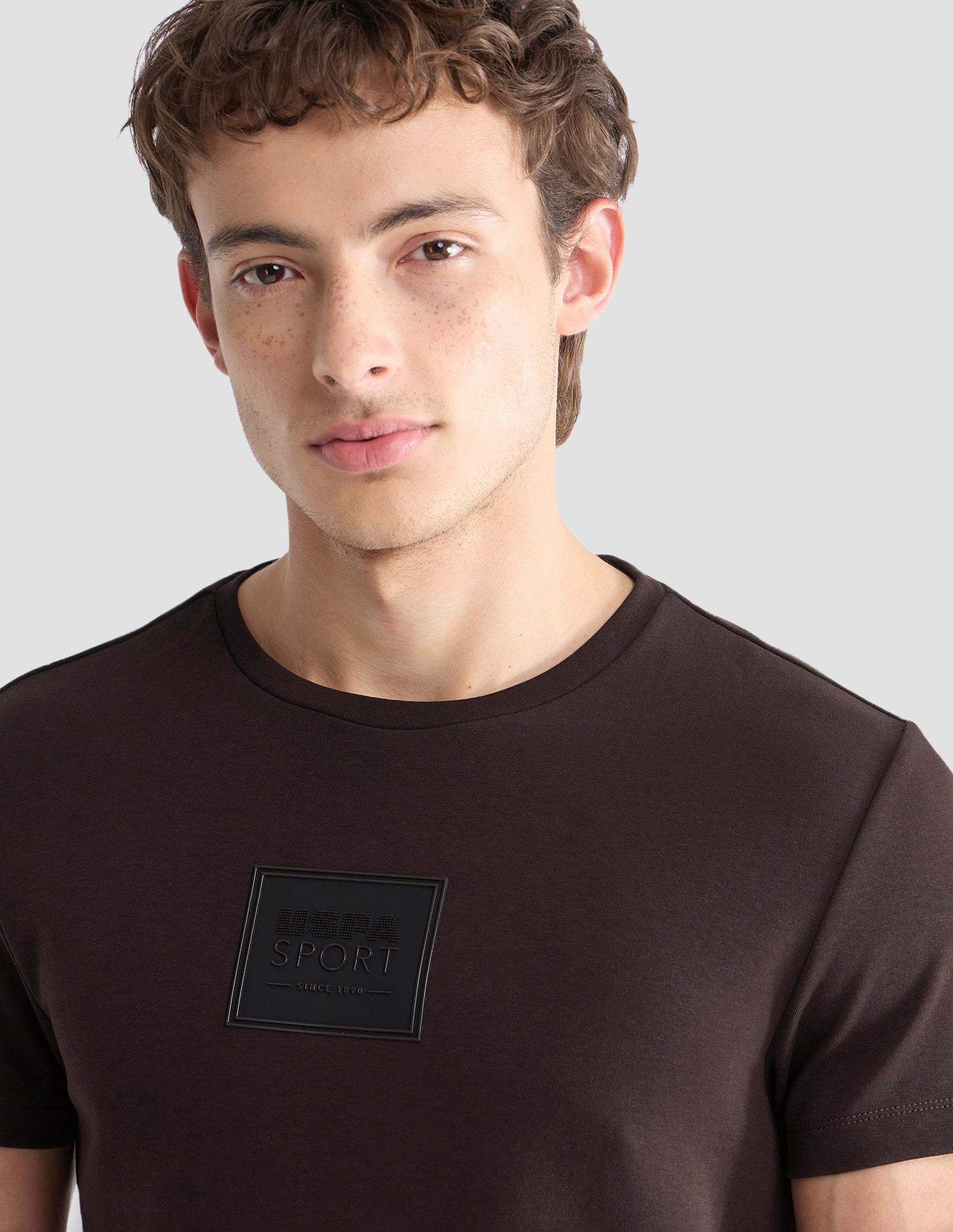 Solid Slim Fit Active T-Shirt Dark Brown - U.S. Polo Assn. India | Large