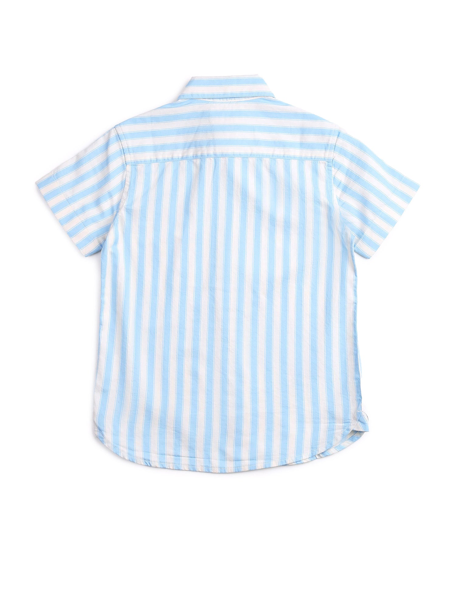 Boys Vertical Striped Relaxed Fit Shirt Blue - U.S. POLO ASSN. | Large