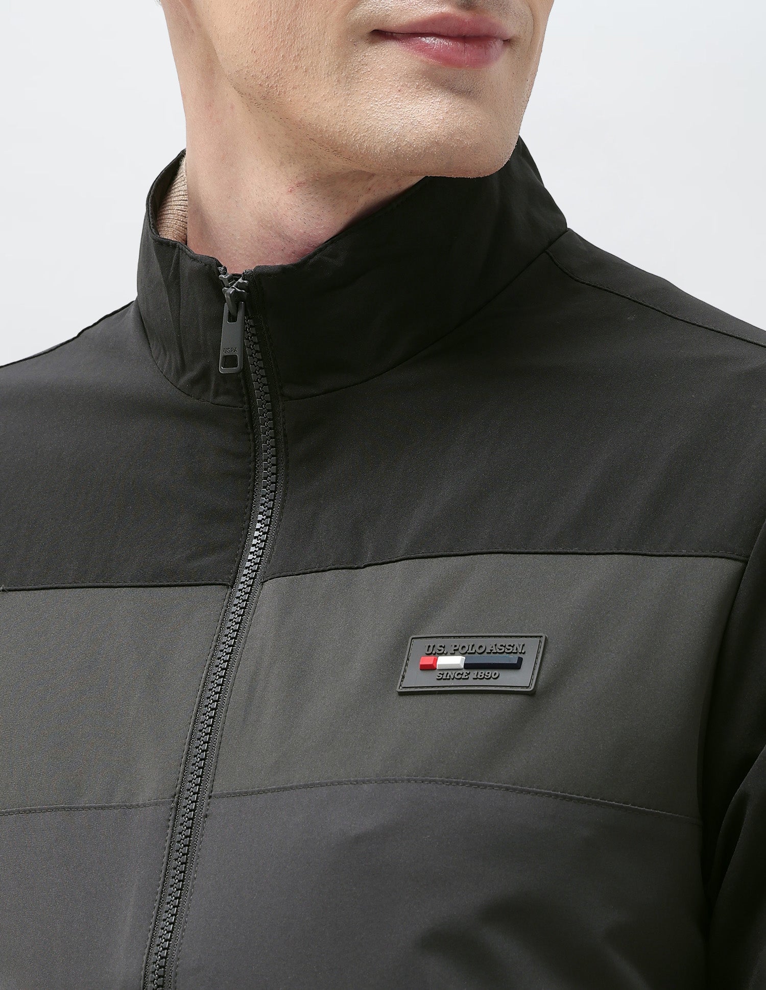 Colour Blocked Regular Fit Casual Jacket Black - U.S. POLO ASSN. | Large