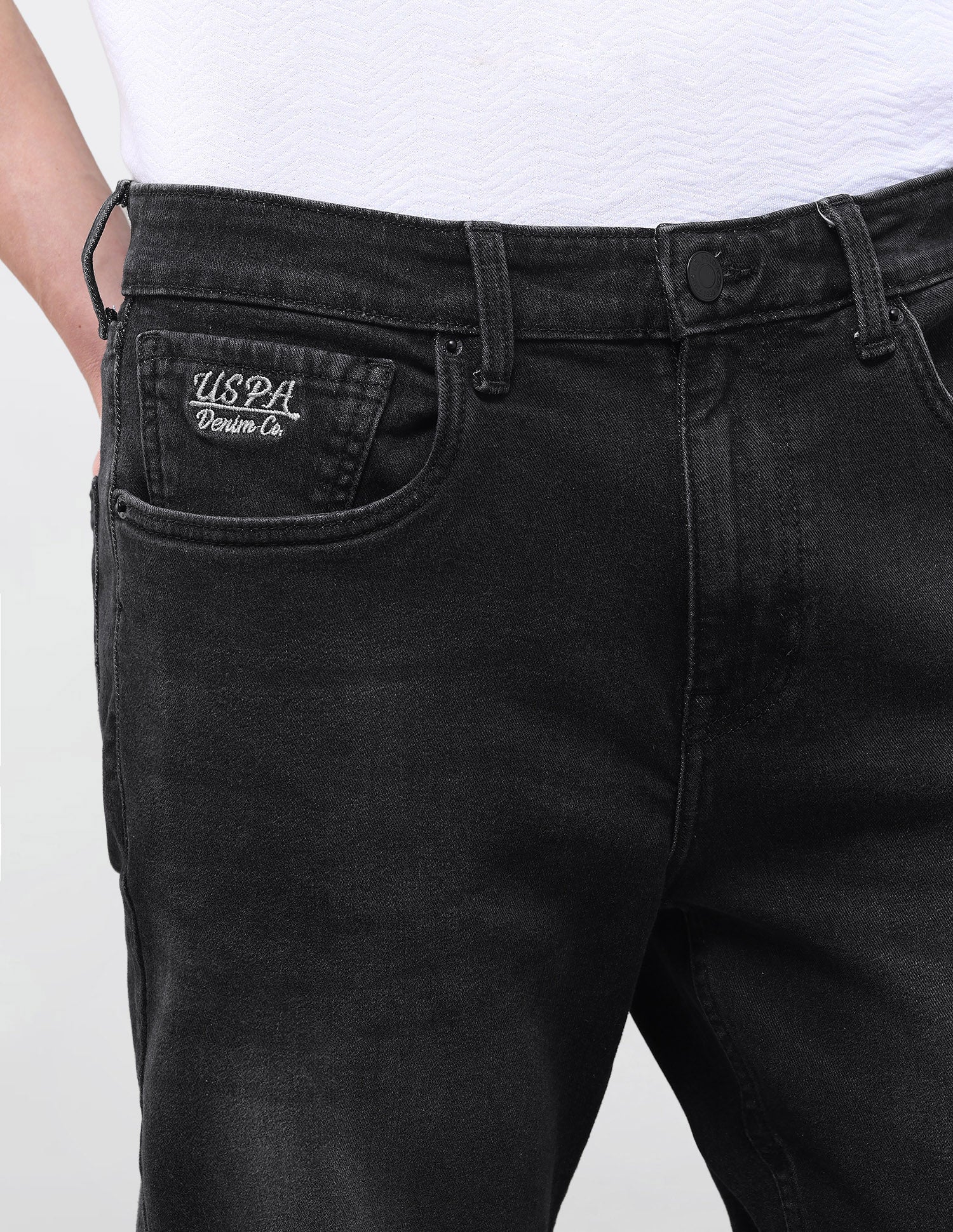 Cole Comfort Cropped Fit Black Jeans Black - U.S. Polo Assn. India | Large