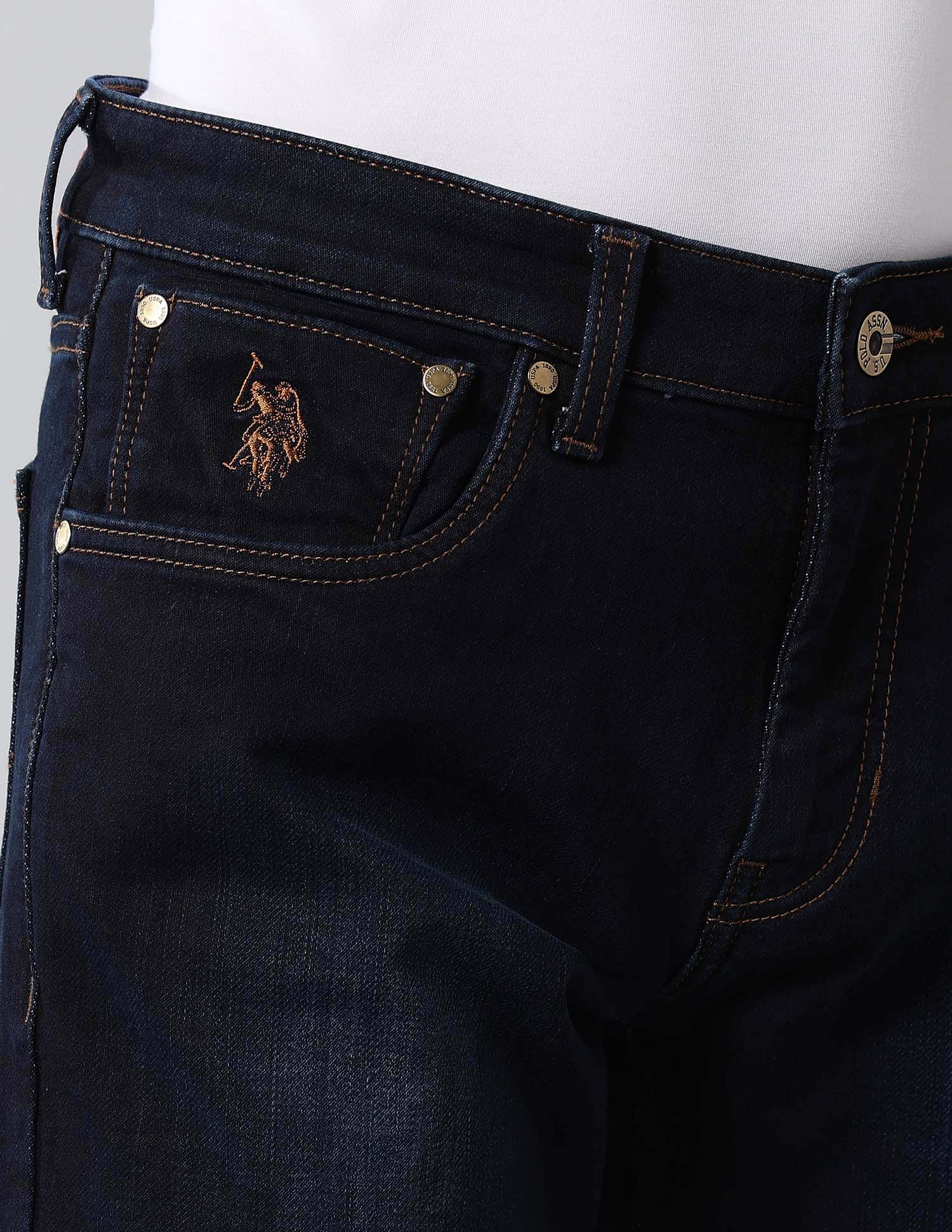 Brandon Slim Tapered Fit Blue Ultra Soft Jeans Dark Wash - U.S. Polo Assn. India | Large