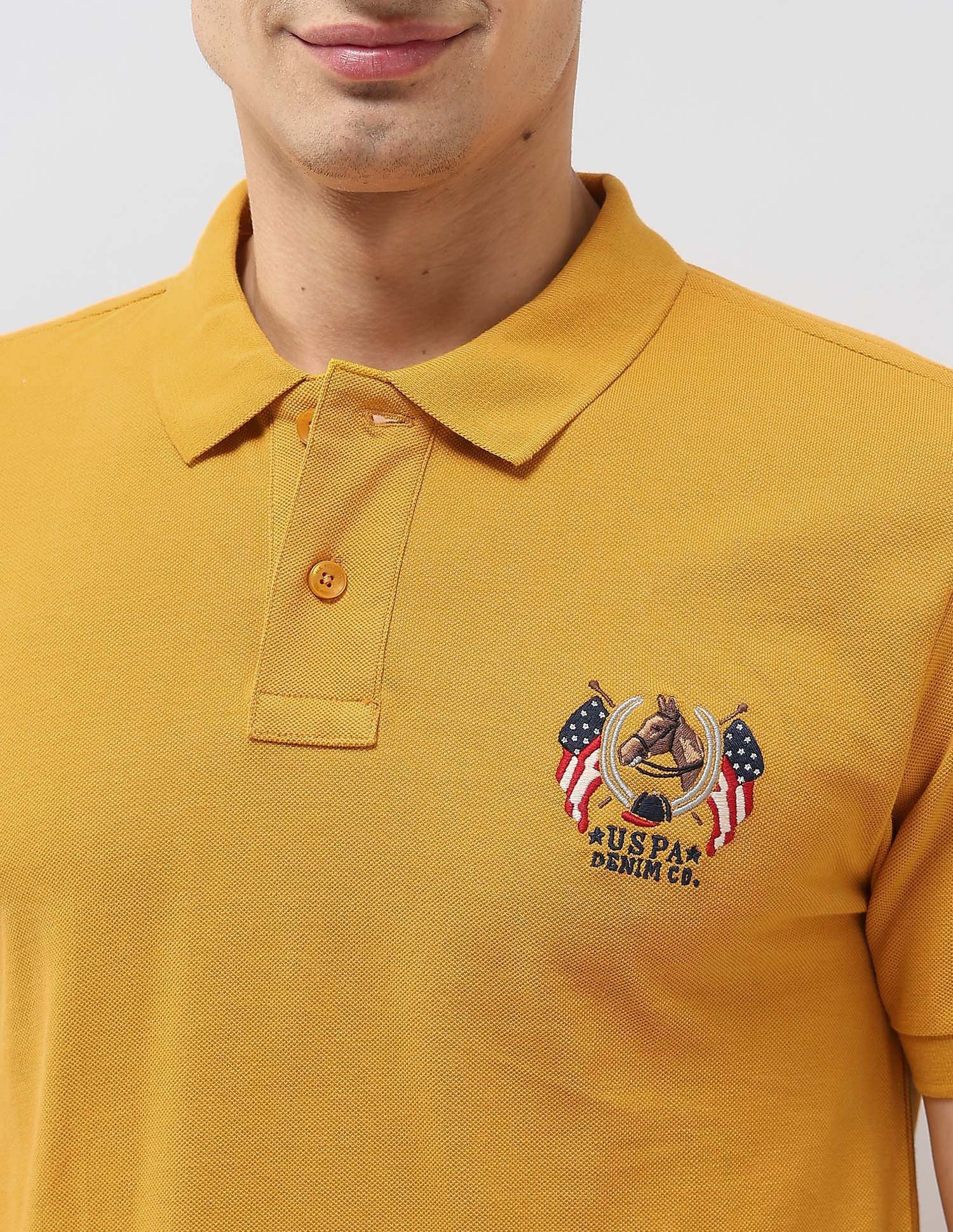Solid Muscle Fit Polo Shirt Mustard - U.S. POLO ASSN. | Large