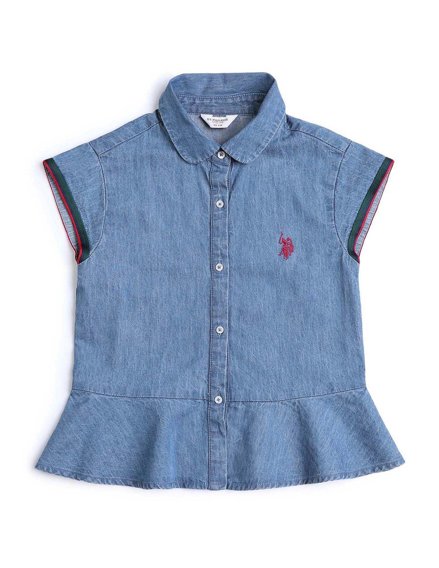 Girls Denim Solid Co-Ords Blue - U.S. POLO ASSN. | Large
