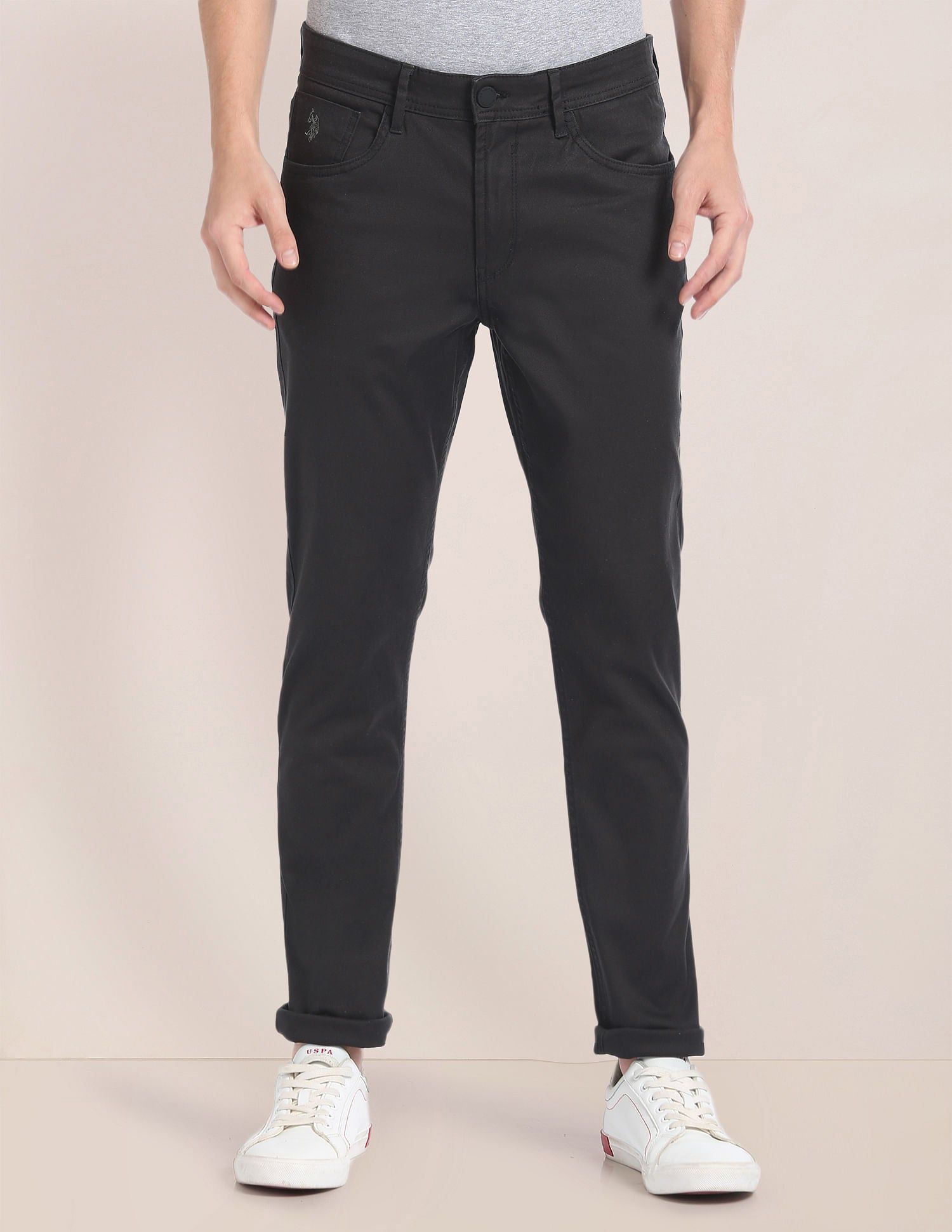 Brandon Slim Tapered Fit Twill Chinos Black - U.S. Polo Assn. India | Large