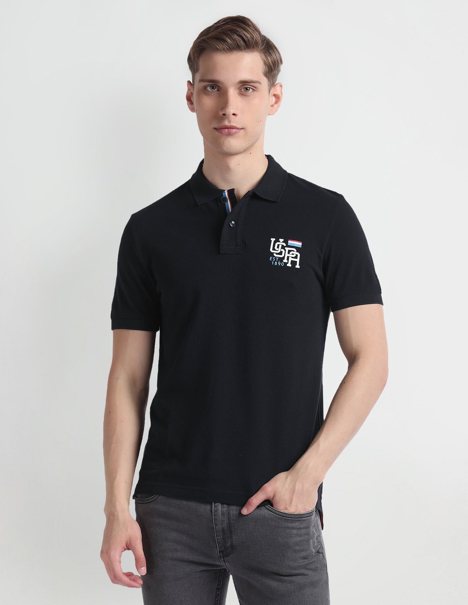 Solid Cotton Polo Shirt Navy - U.S. POLO ASSN. | Large