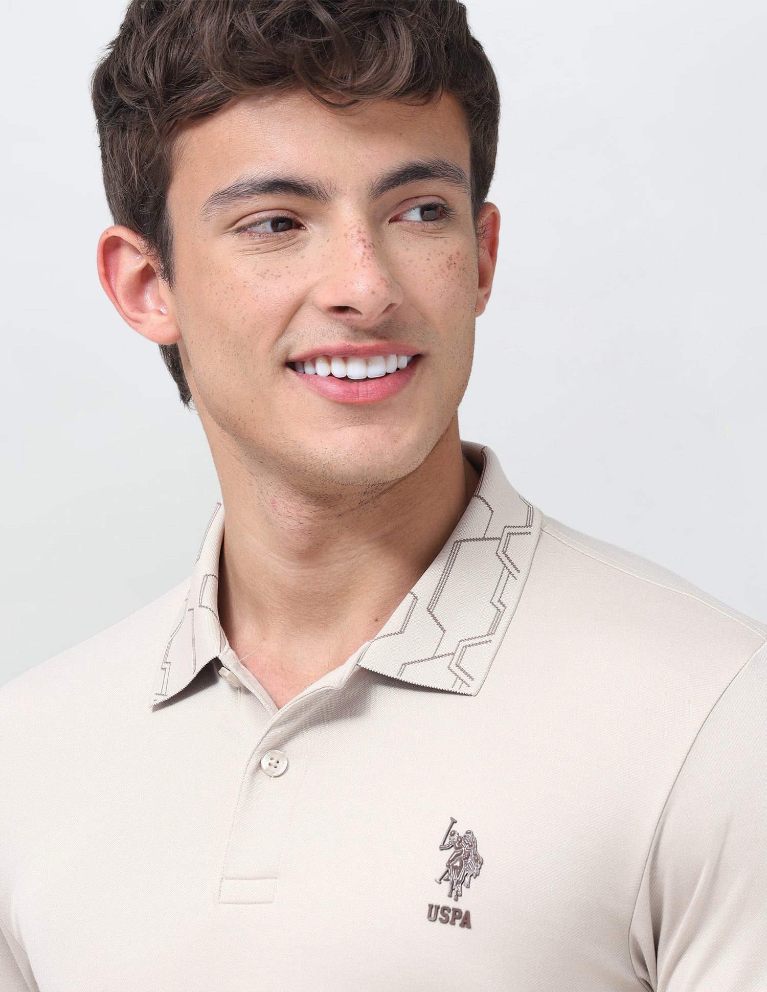 Solid Slim Fit Polo Shirt Beige - U.S. Polo Assn. India | Large