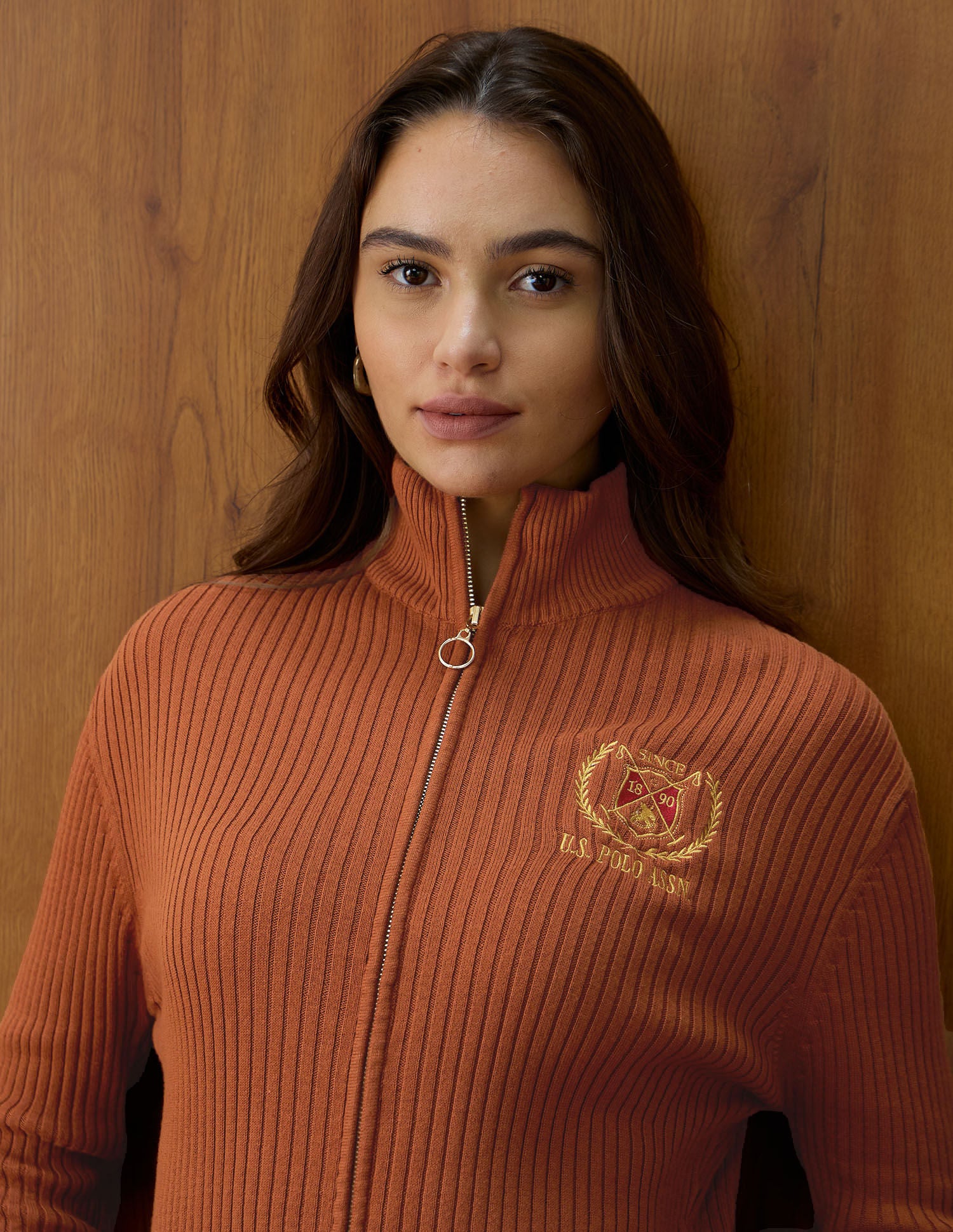 Patterned Knit Regular Fit Sweater Orange - U.S. POLO ASSN. | Large