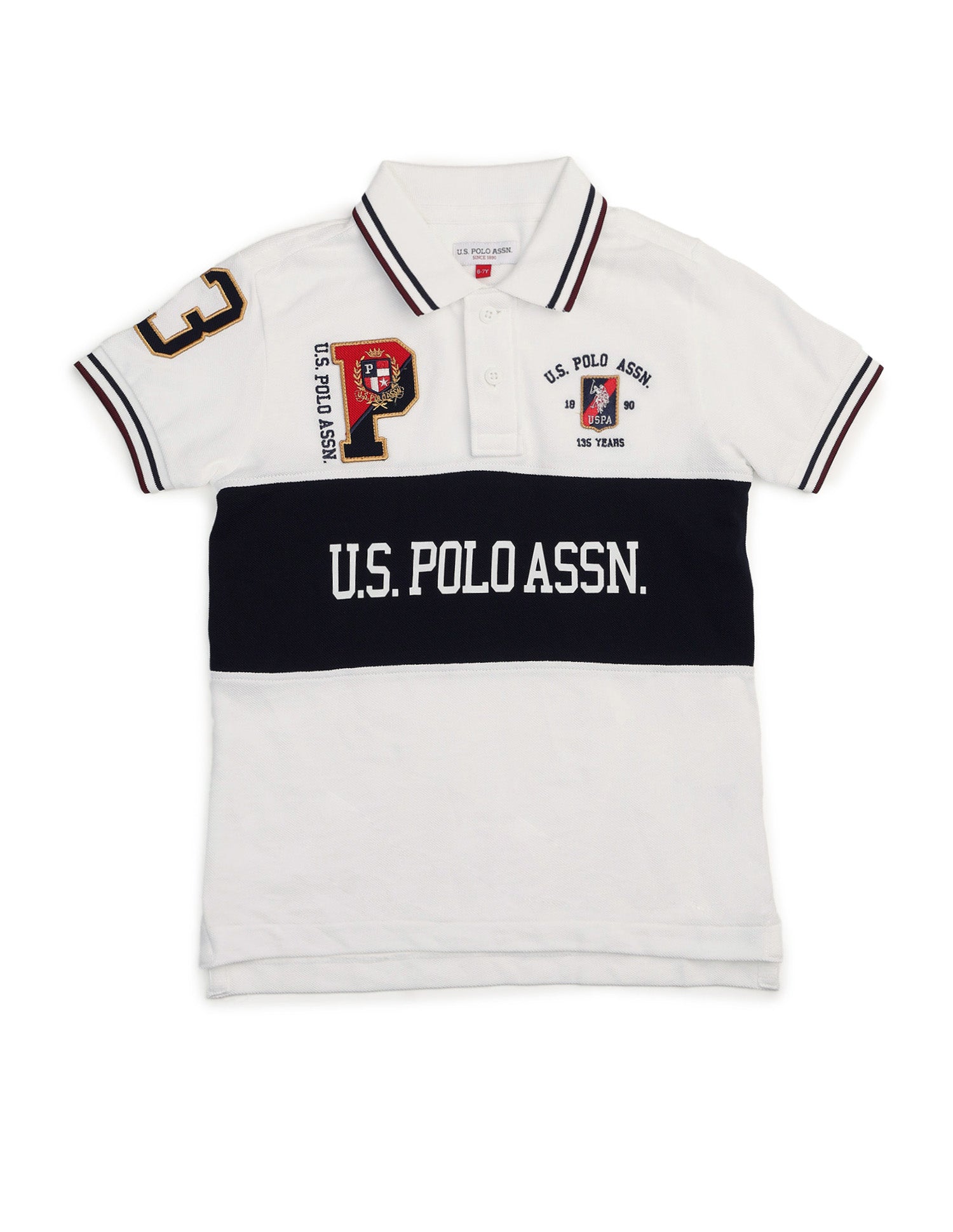 Boys Graphic Brand Printed Polo Shirt White - U.S. POLO ASSN. | Large