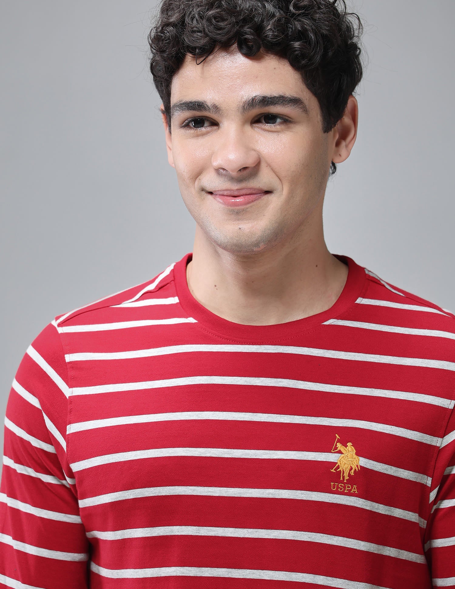 Comfort Fit Stripe Cotton I689 Lounge T-Shirt - Pack Of 1 Red - U.S. Polo Assn. India | Large