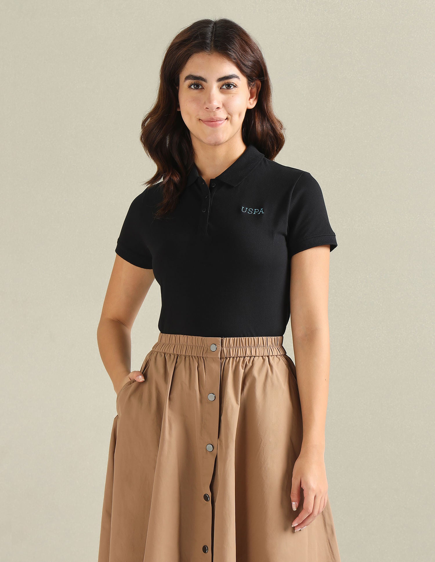 Rice Stitch Logo Polo Shirt Black - U.S. POLO ASSN. | Large