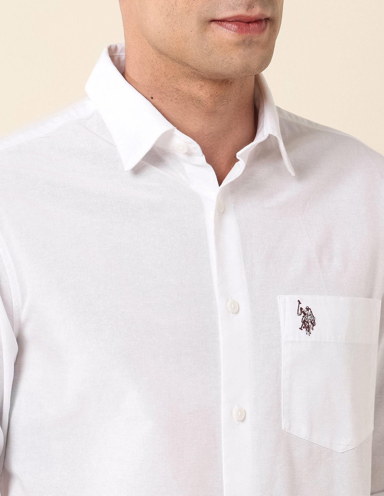 Pure Cotton Tailored Fit Shirt White - U.S. Polo Assn. India | Large