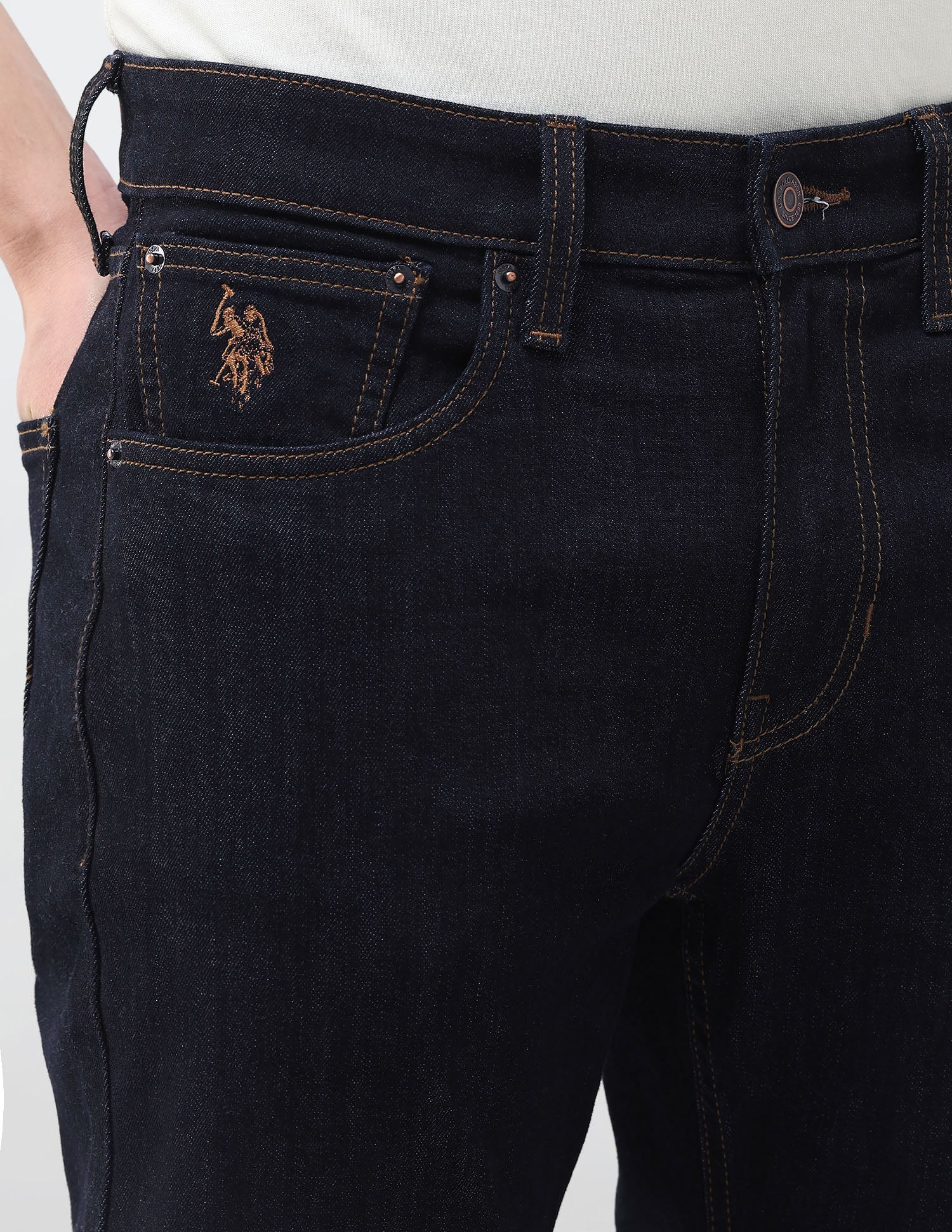 Cole Comfort Cropped Fit Blue Jeans Dark Blue - U.S. Polo Assn. India | Large