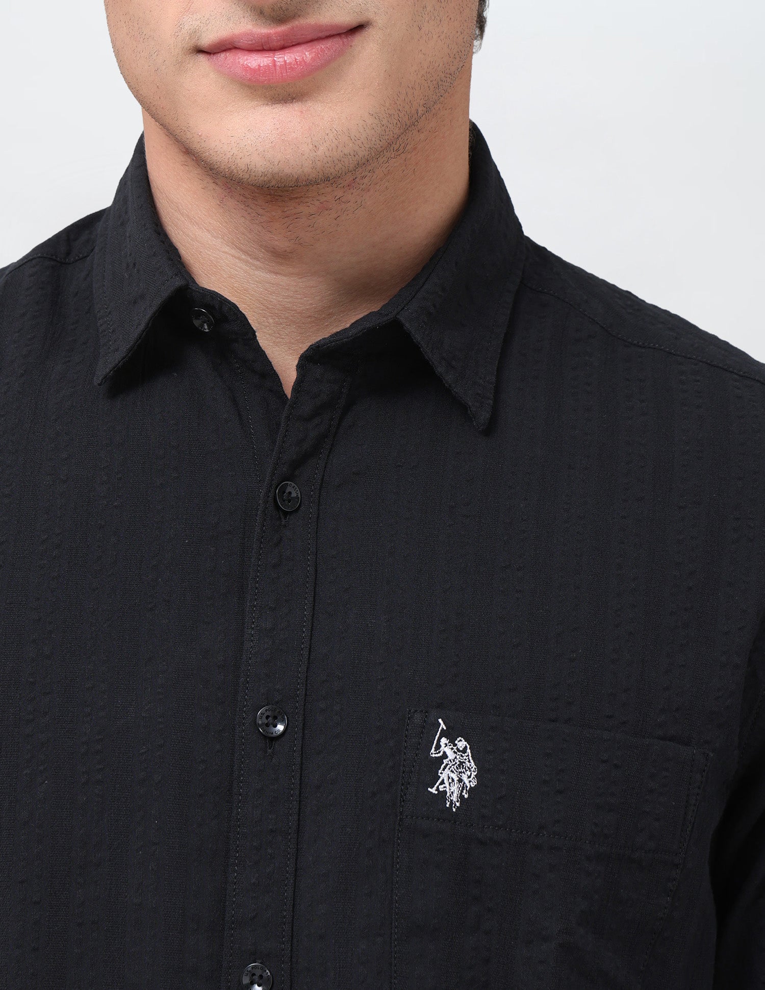 Vertical Striped Regular Fit Shirt Black - U.S. Polo Assn. India | Large