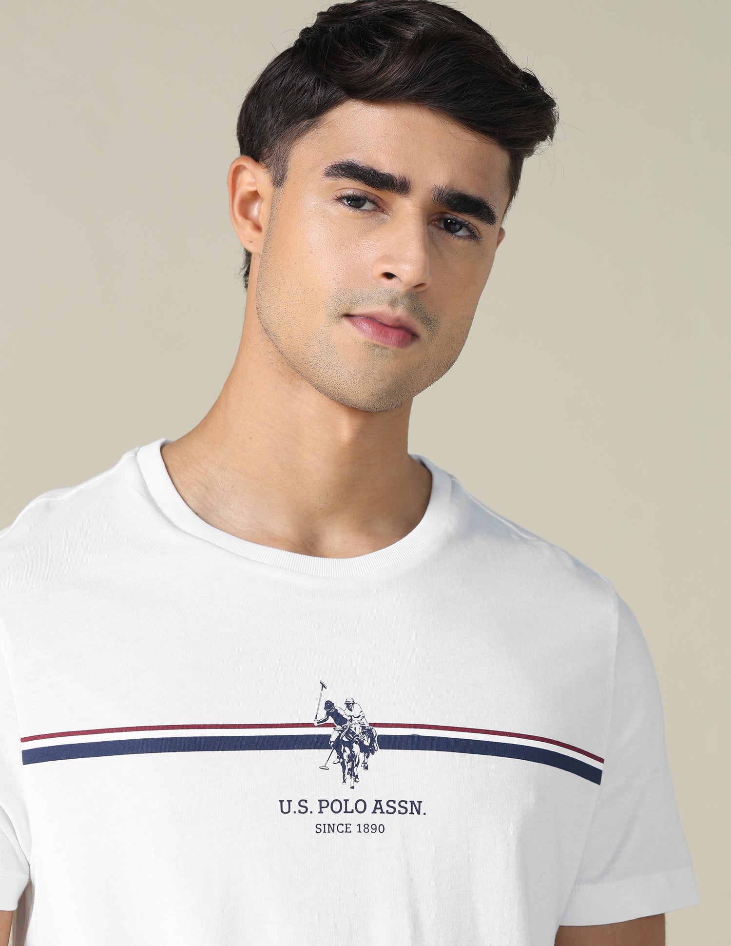 Horizontal Striped Regular Fit T-shirt Ivory - U.S. POLO ASSN. | Large
