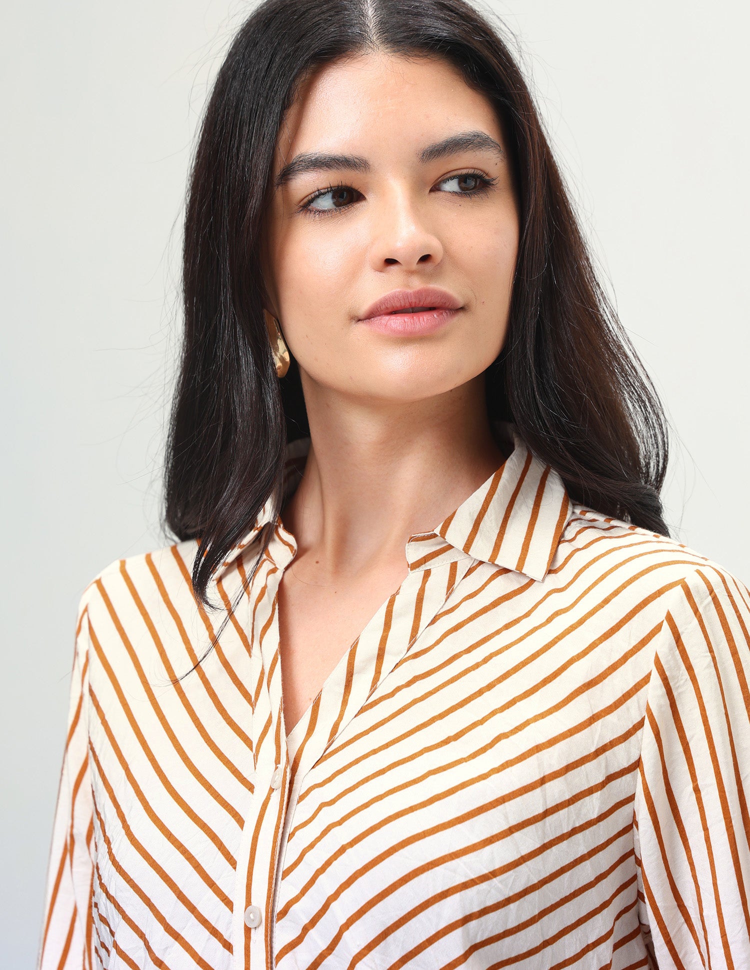 Diagonal Striped Regular Fit Shirt Mustard - U.S. Polo Assn. India | Large