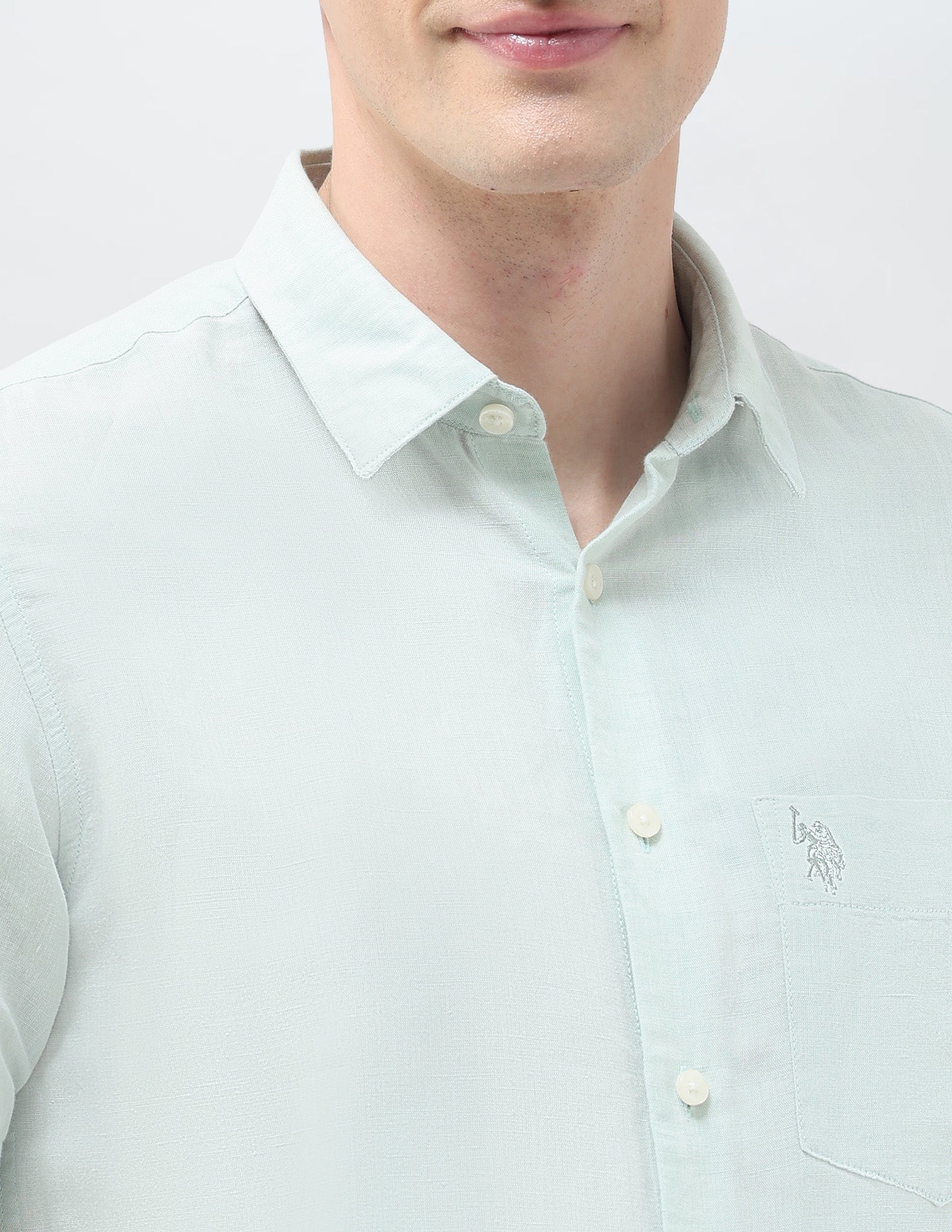 Solid Tailored Fit Shirt Light Green - U.S. Polo Assn. India | Large