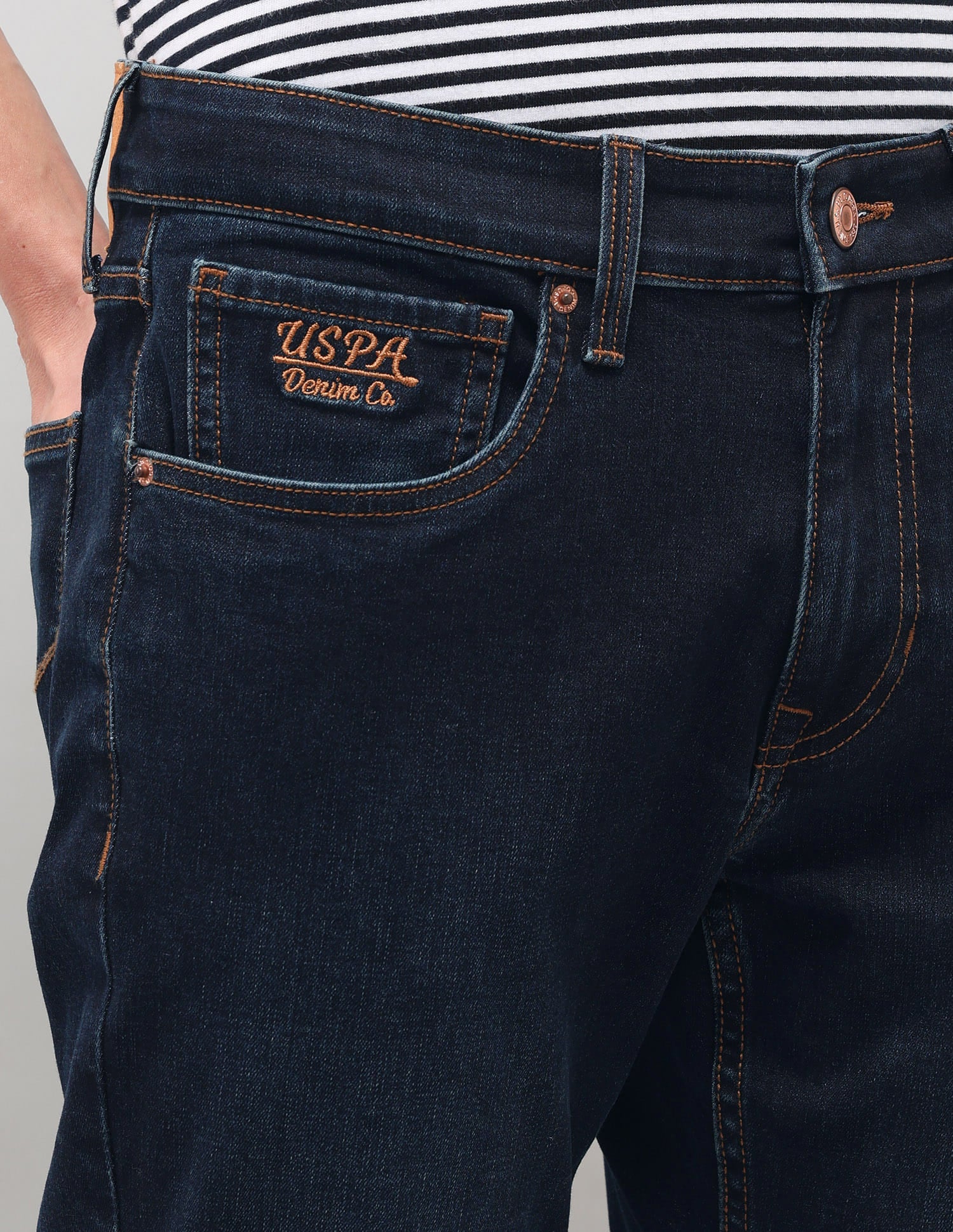Solid Slim Fit Jeans Blue - U.S. Polo Assn. India | Large