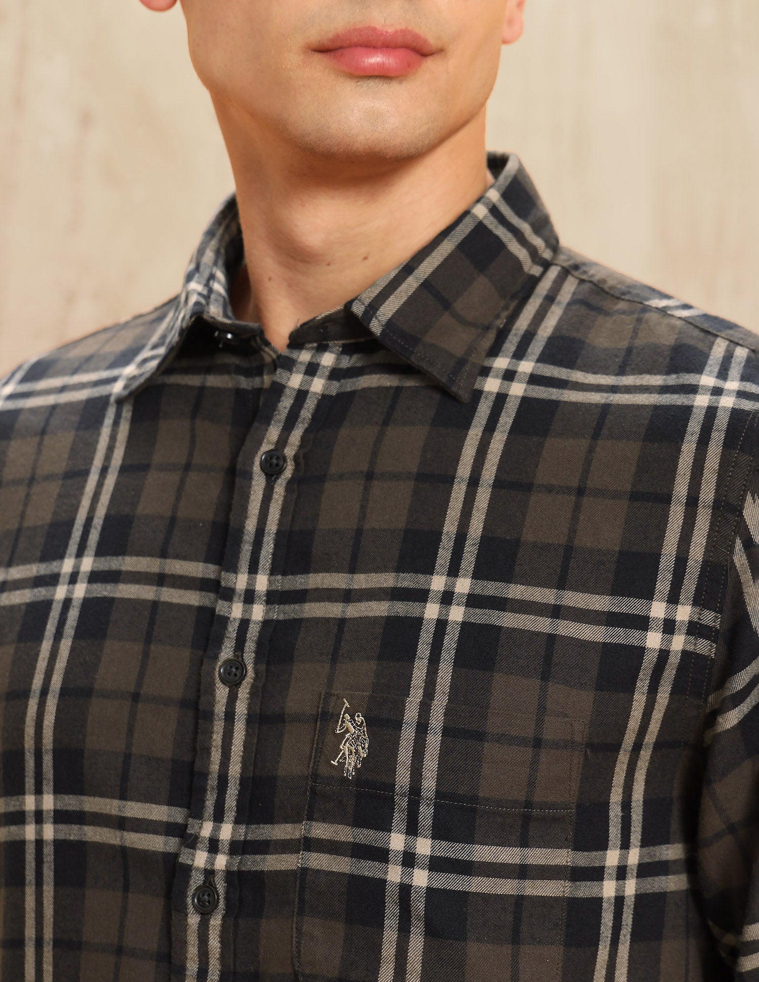 Tartan Checked Regular Fit Shirt Dark Brown - U.S. POLO ASSN. | Large