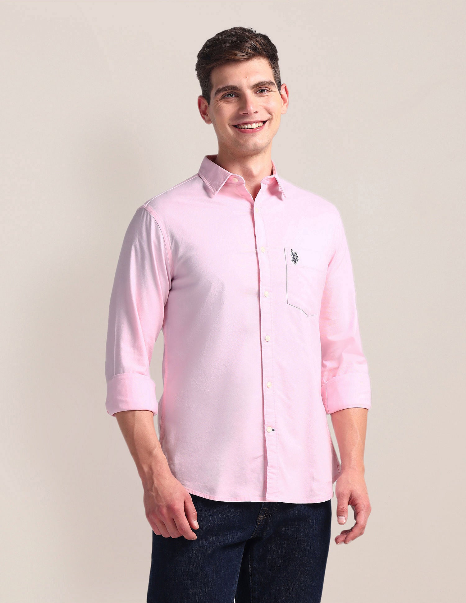 Solid Dobby Shirt Pink - U.S. Polo Assn. India | Large